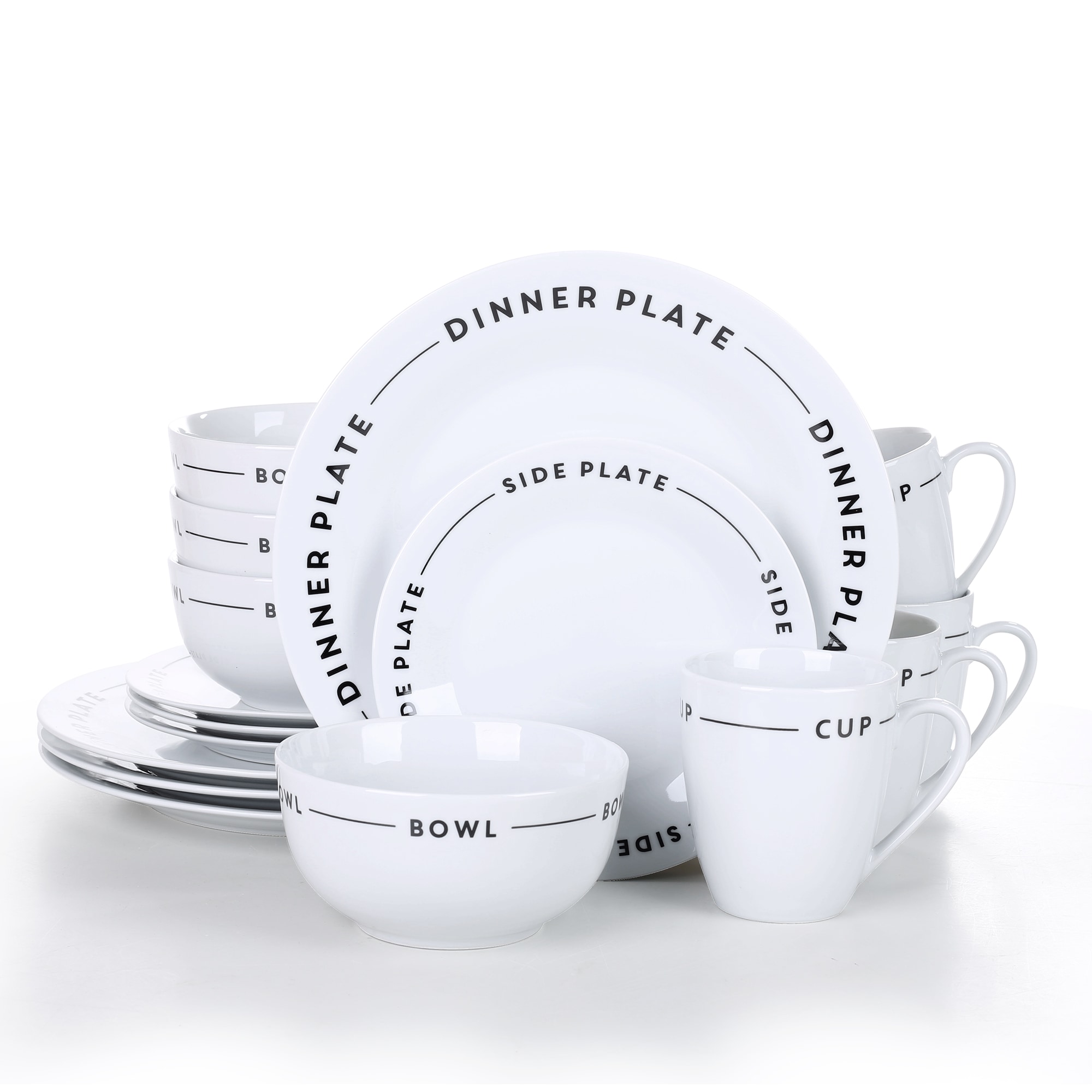 CASAINC MH-MINO-16 16-Piece White Porcelain Dinnerware