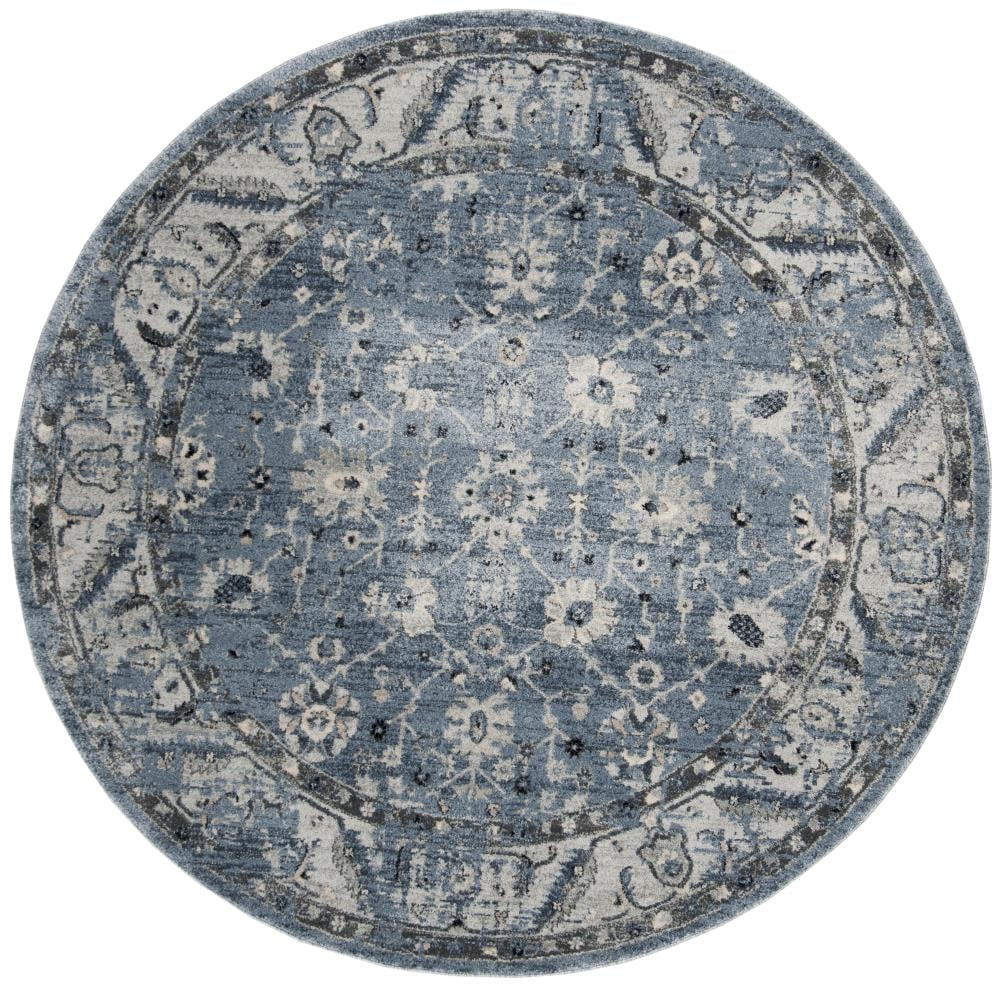 Safavieh CHL413N-7R Charleston Khotan 7 x 7 (ft) Loomed Polypropylene Navy/Light Gray Round Indoor Distressed/Overdyed Area rug