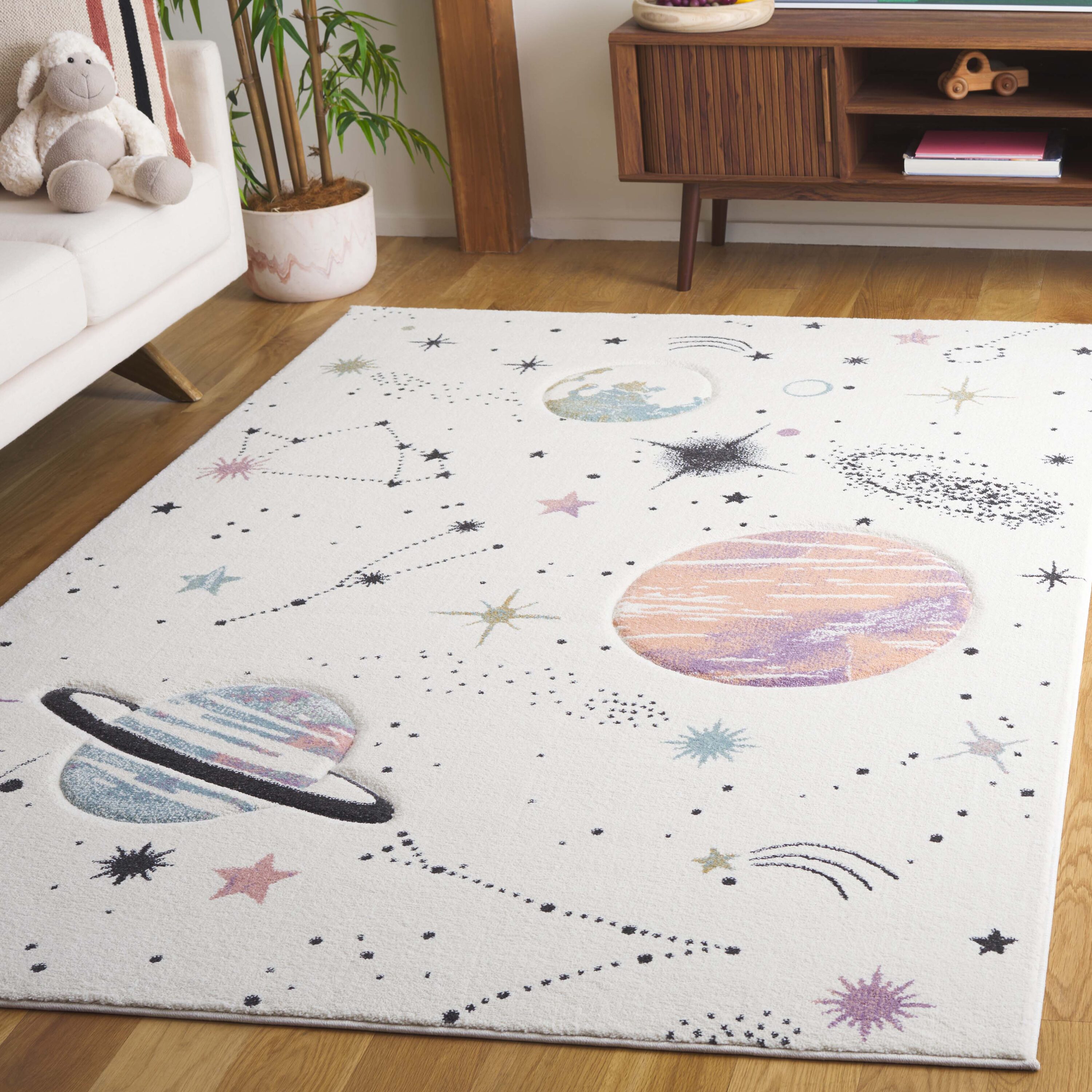 Carousel Kids 122A Ivory/Orange 4ft x 6ft Small Rectangle Rug