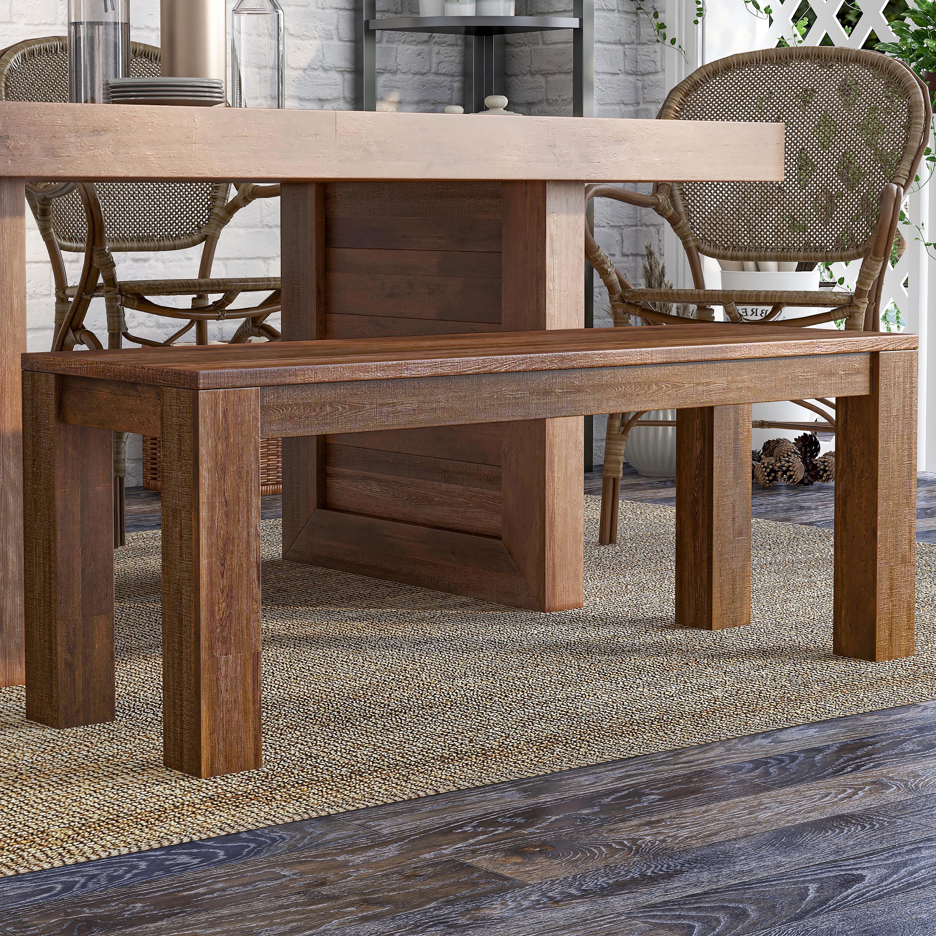 Furniture of America IDF-51033 Haversam Rustic Natural Accent Bench 46-Inches x 15.75-Inches x 17.75-Inches