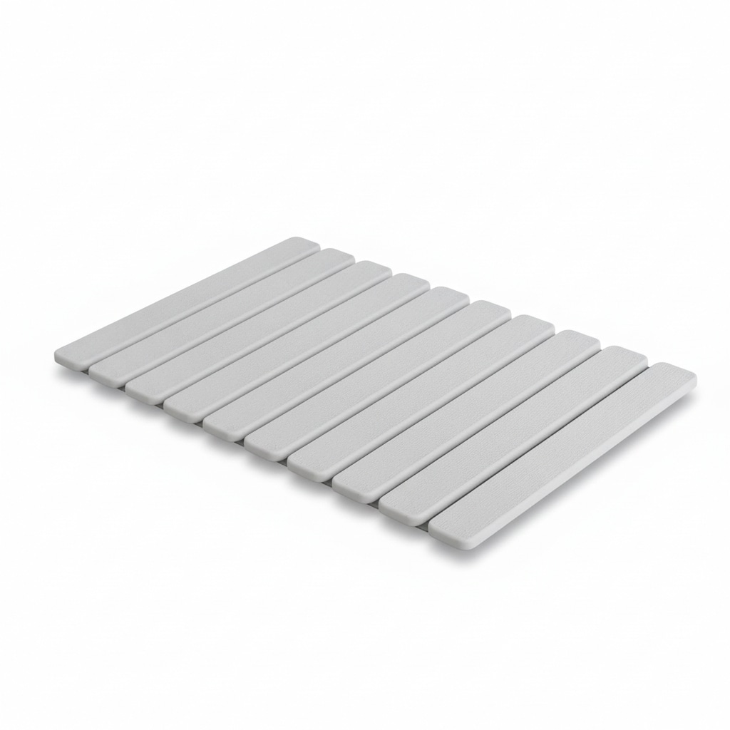 Paradigms Interiors Foldable Stone Bath Mat 23.5x15.4 Inch White Super Absorbent Quick Dry Non Slip Diatomaceous Earth Mat For Bathroom Or Kitchen