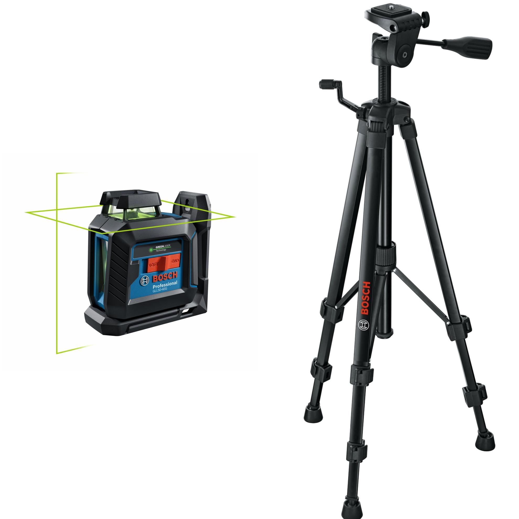 100-ft Green Self-Leveling Cross-line Laser Level Kit with Bosch 61-in extendable Aluminum Tripod
