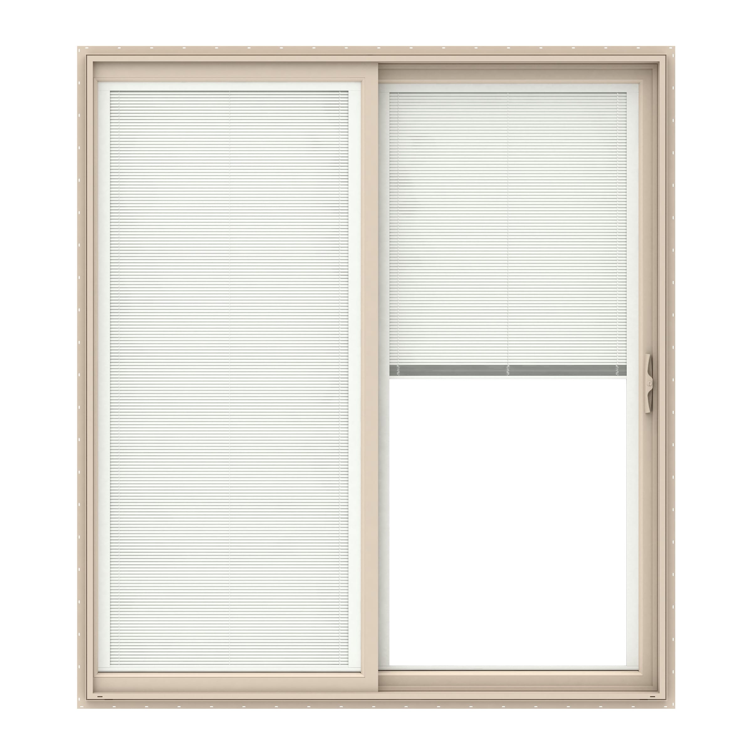 150 Series 60-in x 80-in Low-e Blinds Between The Glass Almond Vinyl Sliding Right-Hand Sliding Double Patio Door in Brown | - Pella 1000010515
