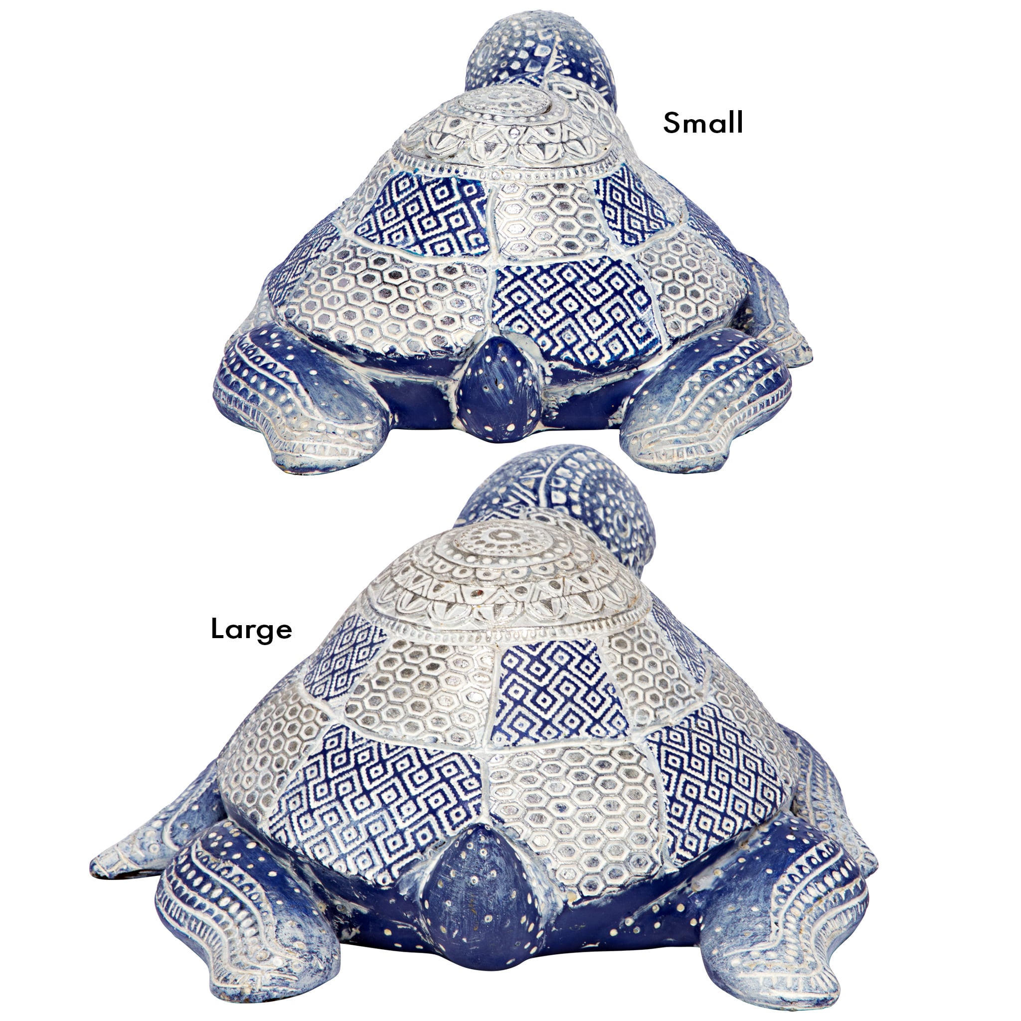 Peaceful Blue and Silver Resin Sea Turtle Figurine Set