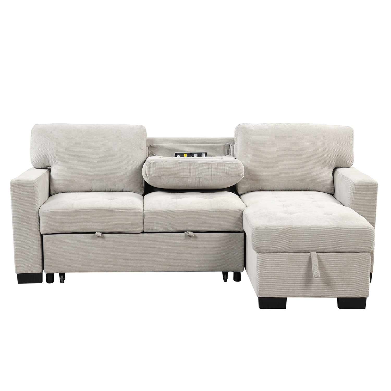 SINOFURN SYA370150LG 85.2-Inches Modern Light Gray Velvet Reclining Sleeper
