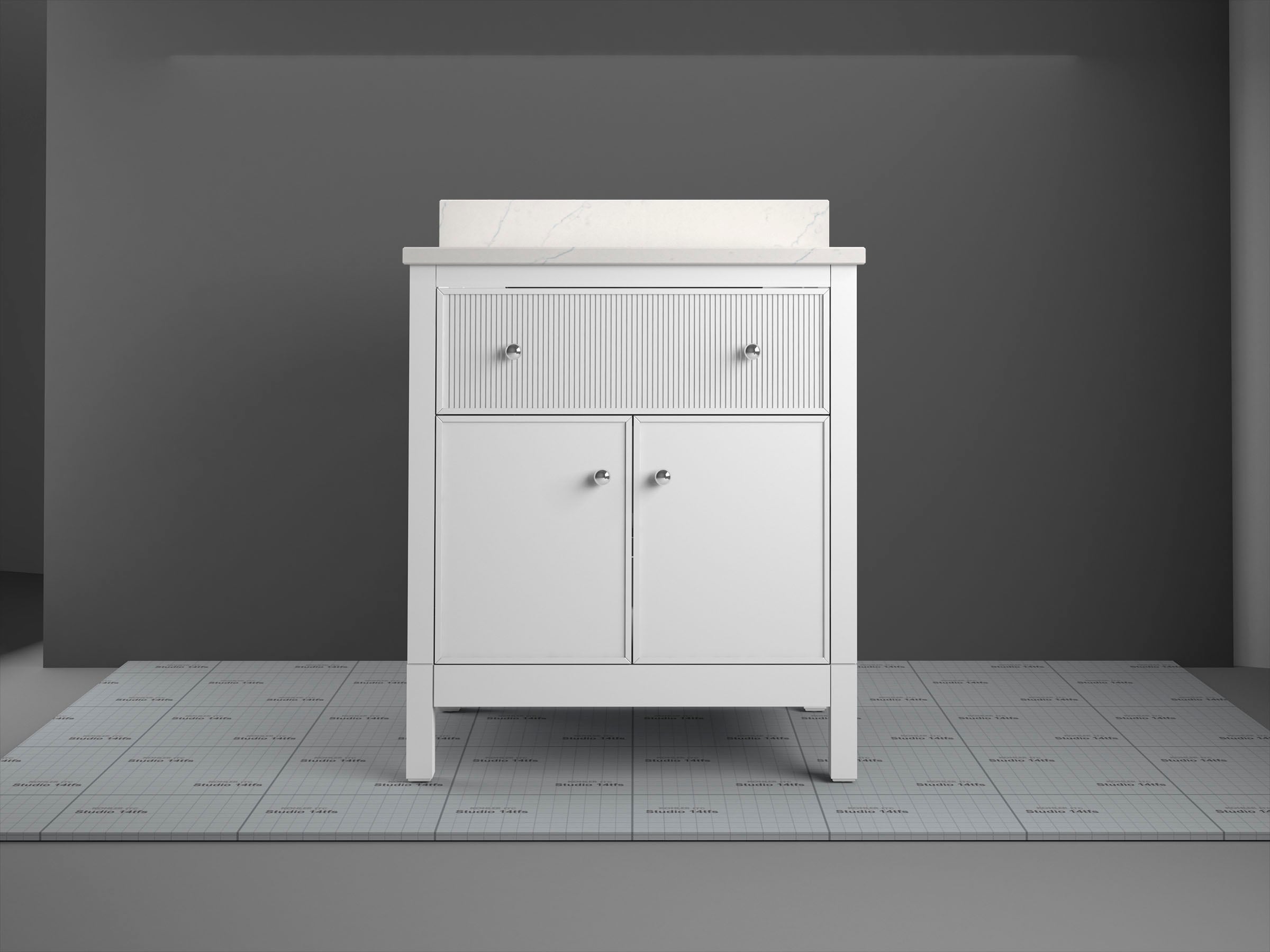 White 30" Freestanding Bathroom Vanity with Quartz Top