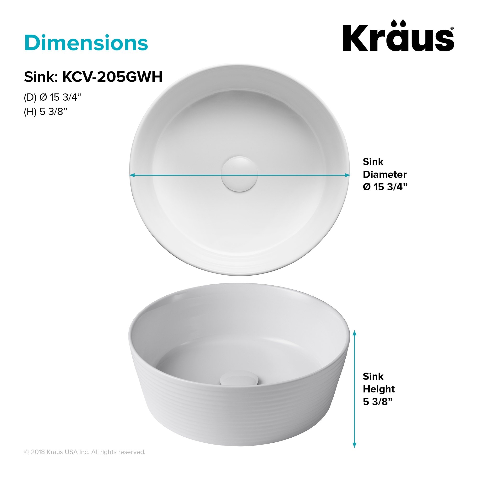 Kraus KCV-205GWH Bath-Sink - View #5