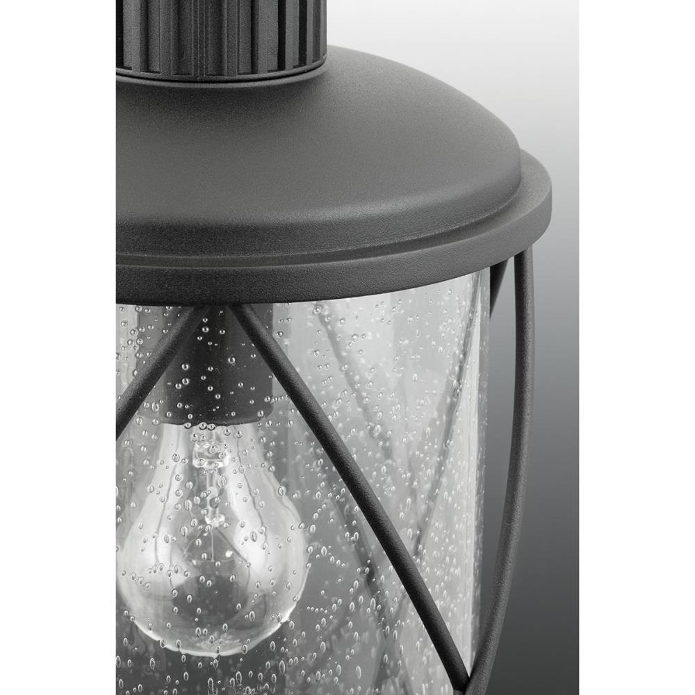 Hollingsworth Black Aluminum Outdoor Wall Lantern with Seeded Glass