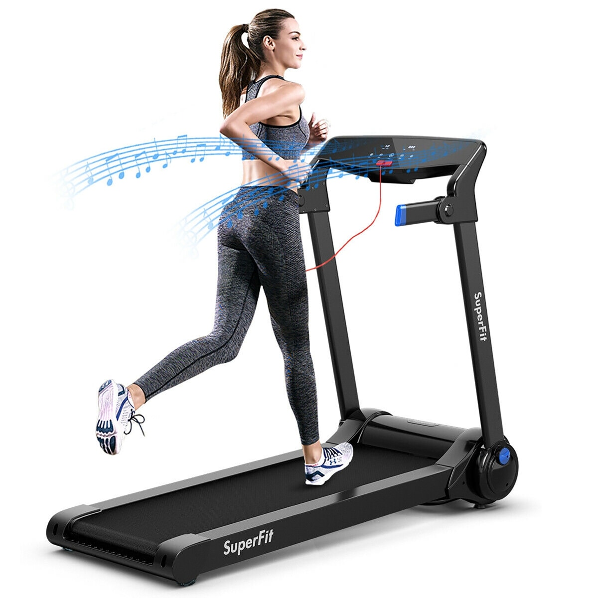 Costway CSHY000983 SuperFit 3HP Folding Electric Treadmill Running Machine w/ Speaker Blue