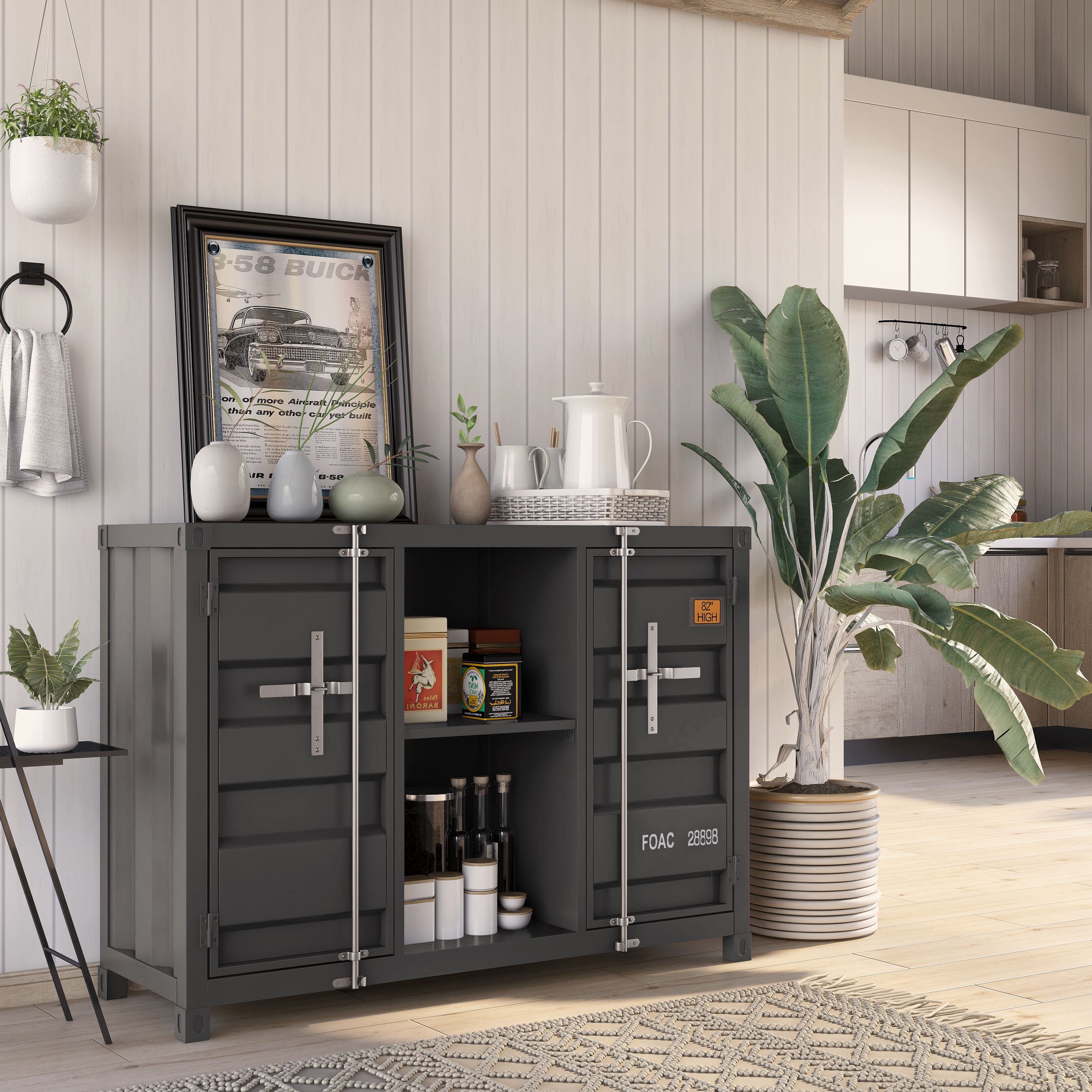 Furniture of America IDF-AC335GUM Melandy Industrial Brown Console table