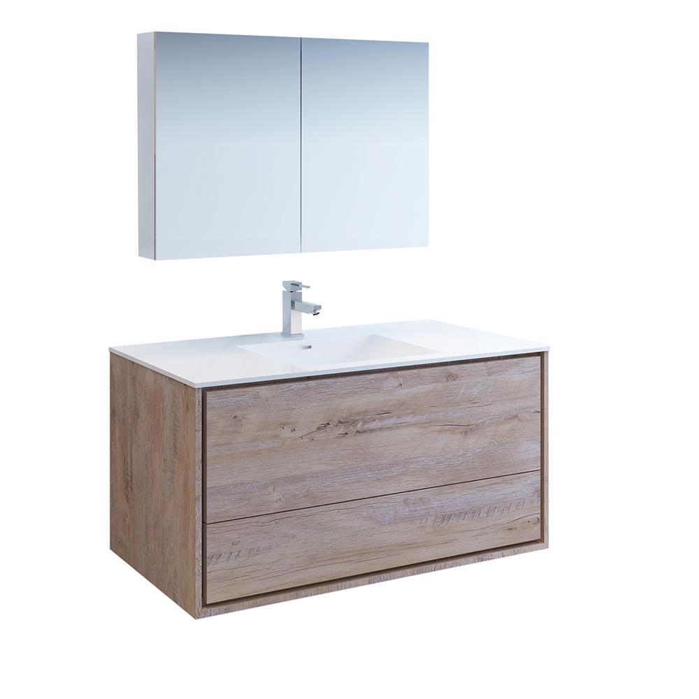 Fresca Catania 48-in Rustic Natural Wood Single Sink Bathroom Vanity ...