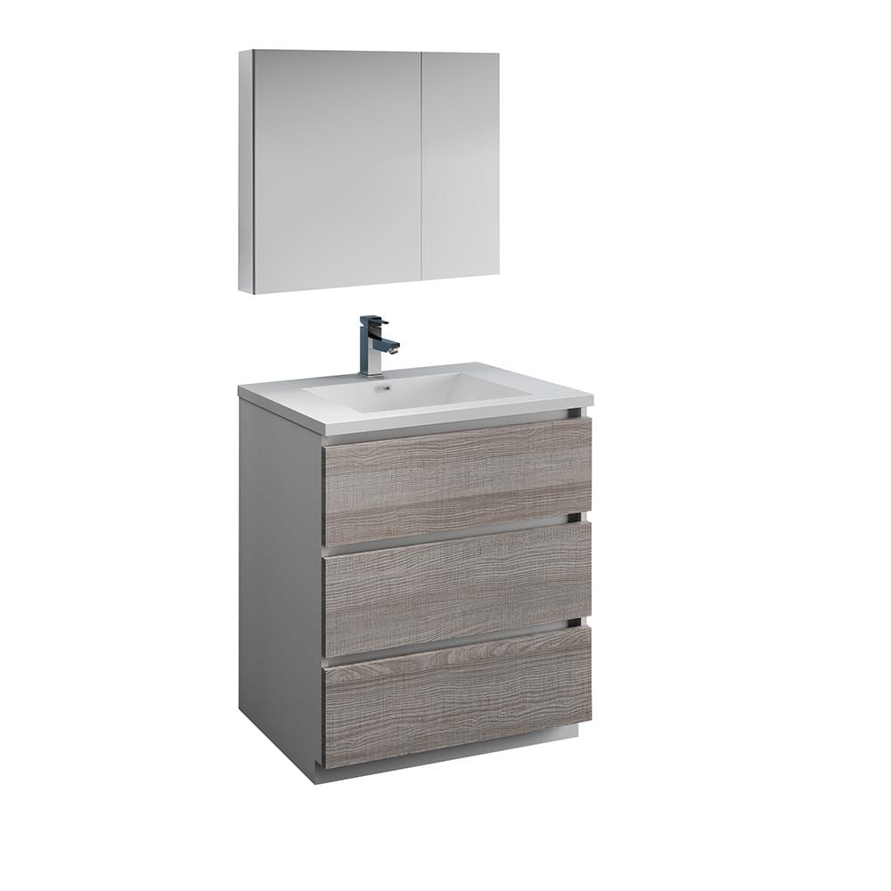 Fresca FVN9330HA Lazzaro 30-in Ash Gray Single sink Bathroom Vanity with White Acrylic Top