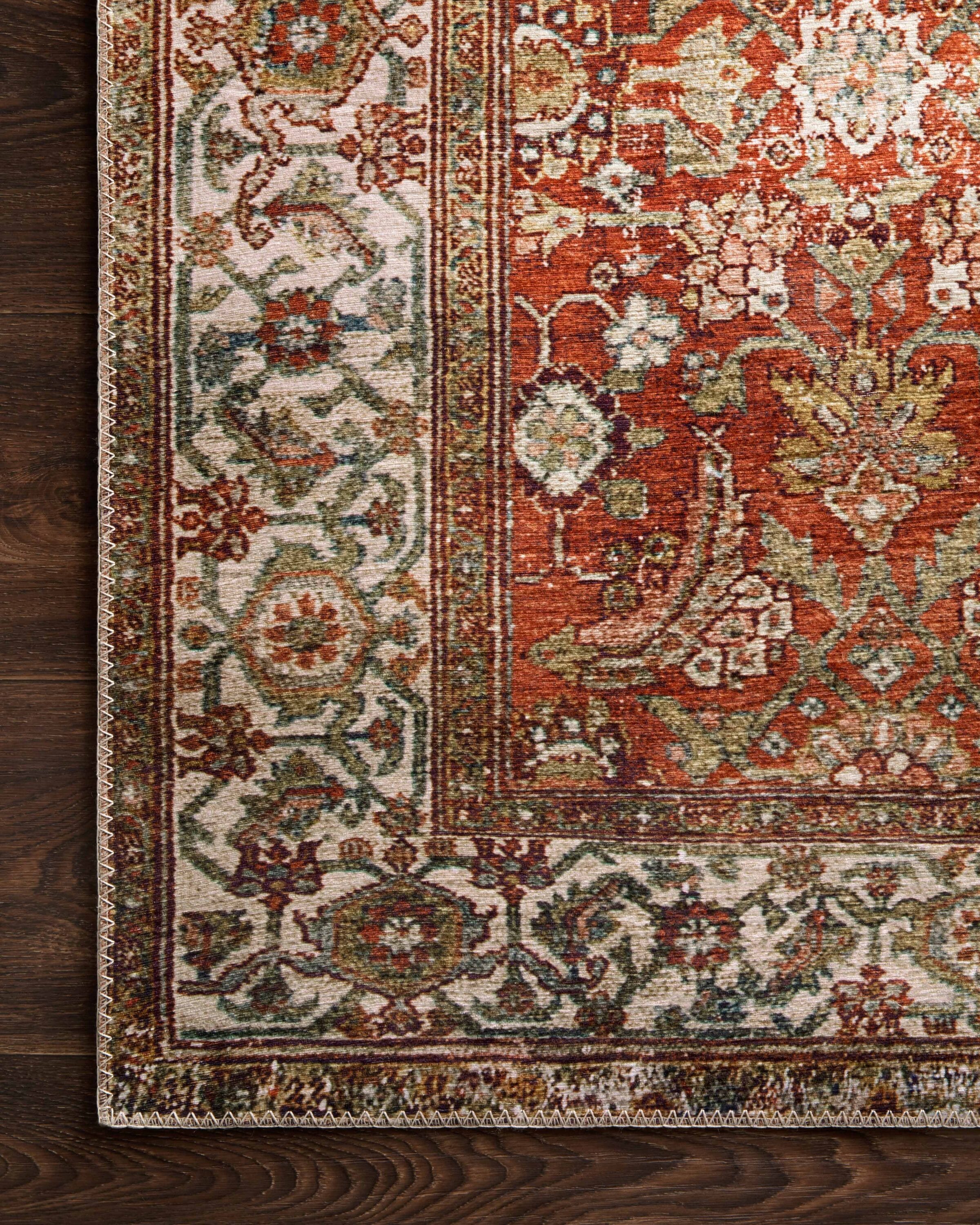 Layla 5' x 7' Blue and Red Synthetic Area Rug