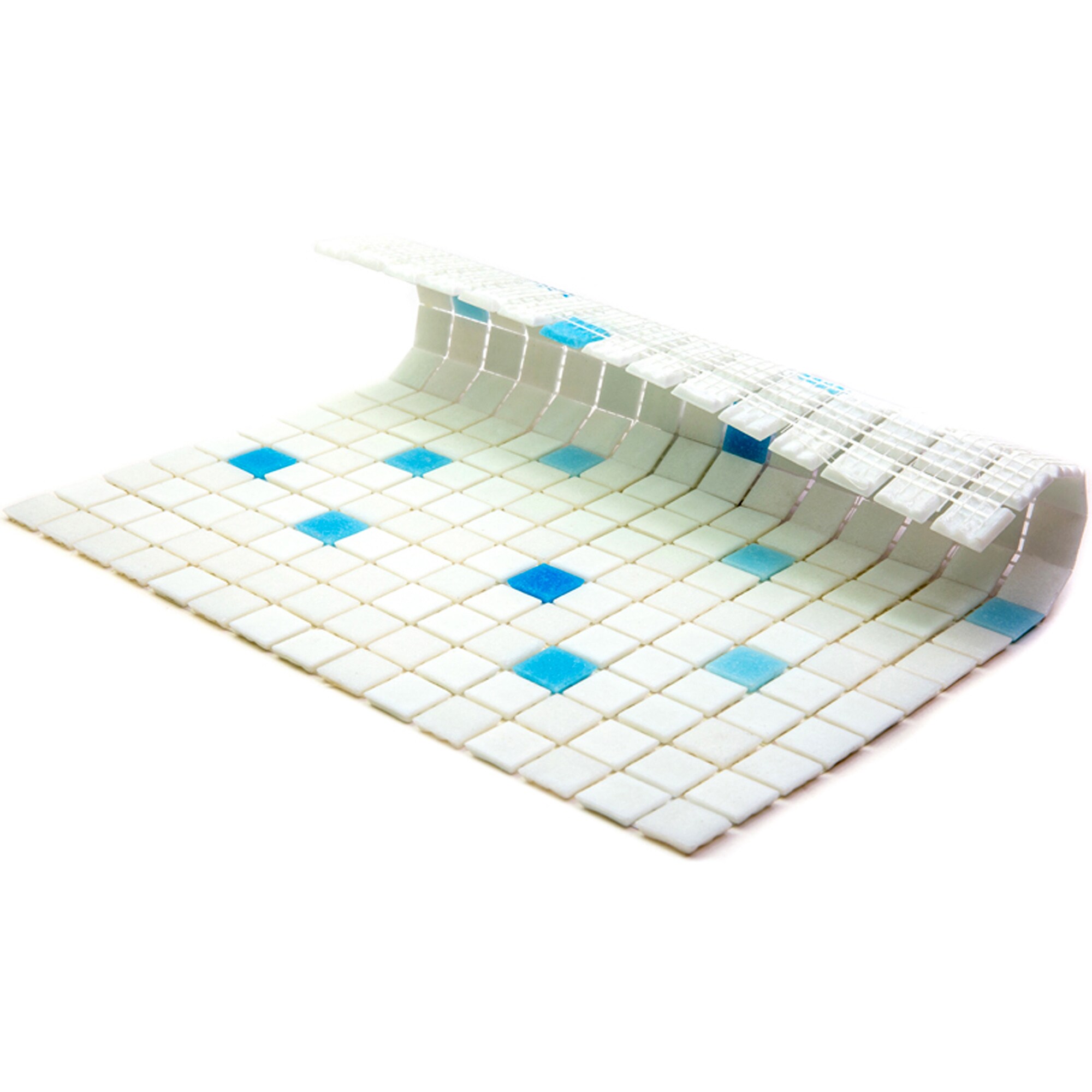 Mingles 12" x 12" Glossy Blue and White Glass Mosaic Tile