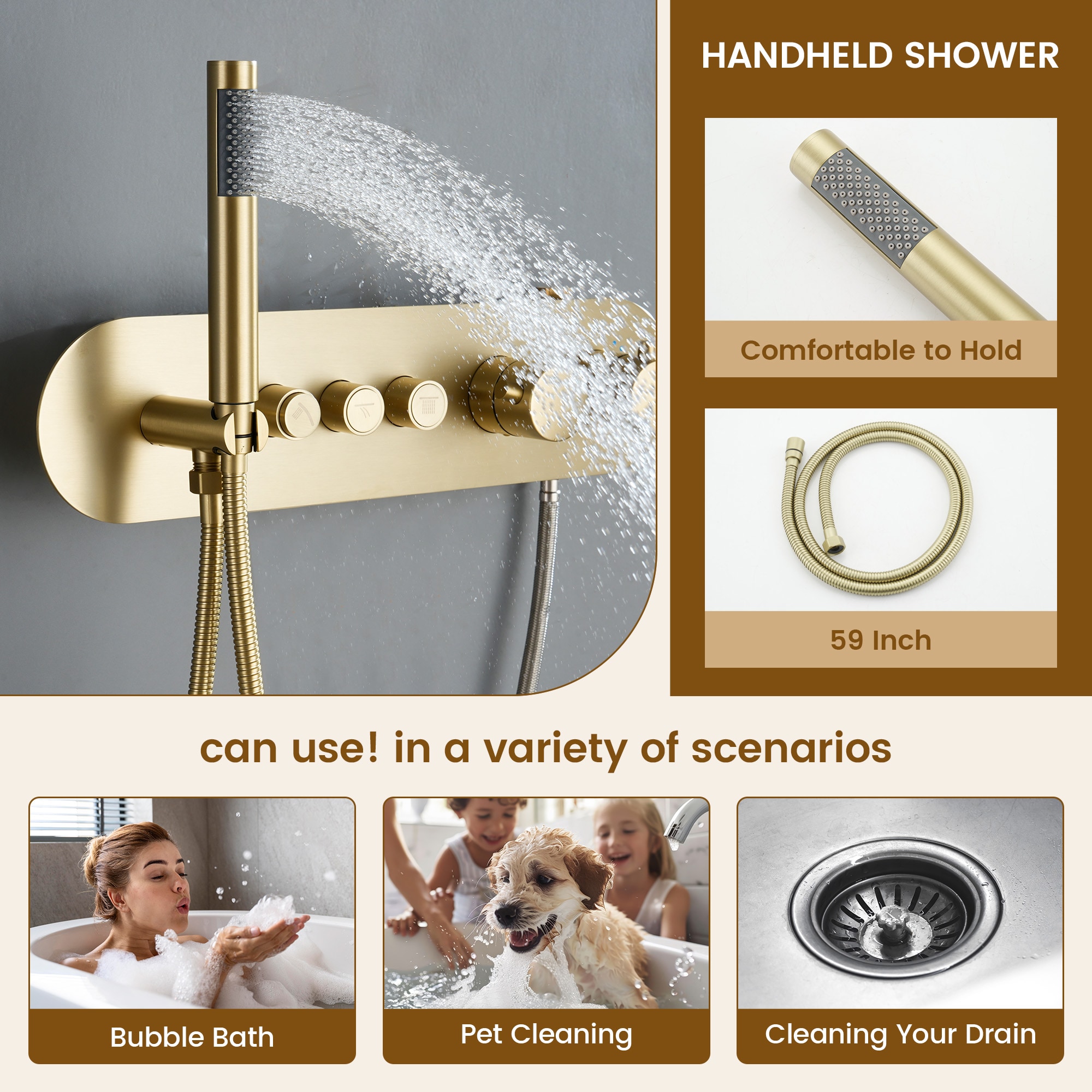 CASAINC CA-A4351-BG Showerhead-Bar-Panels - View #7