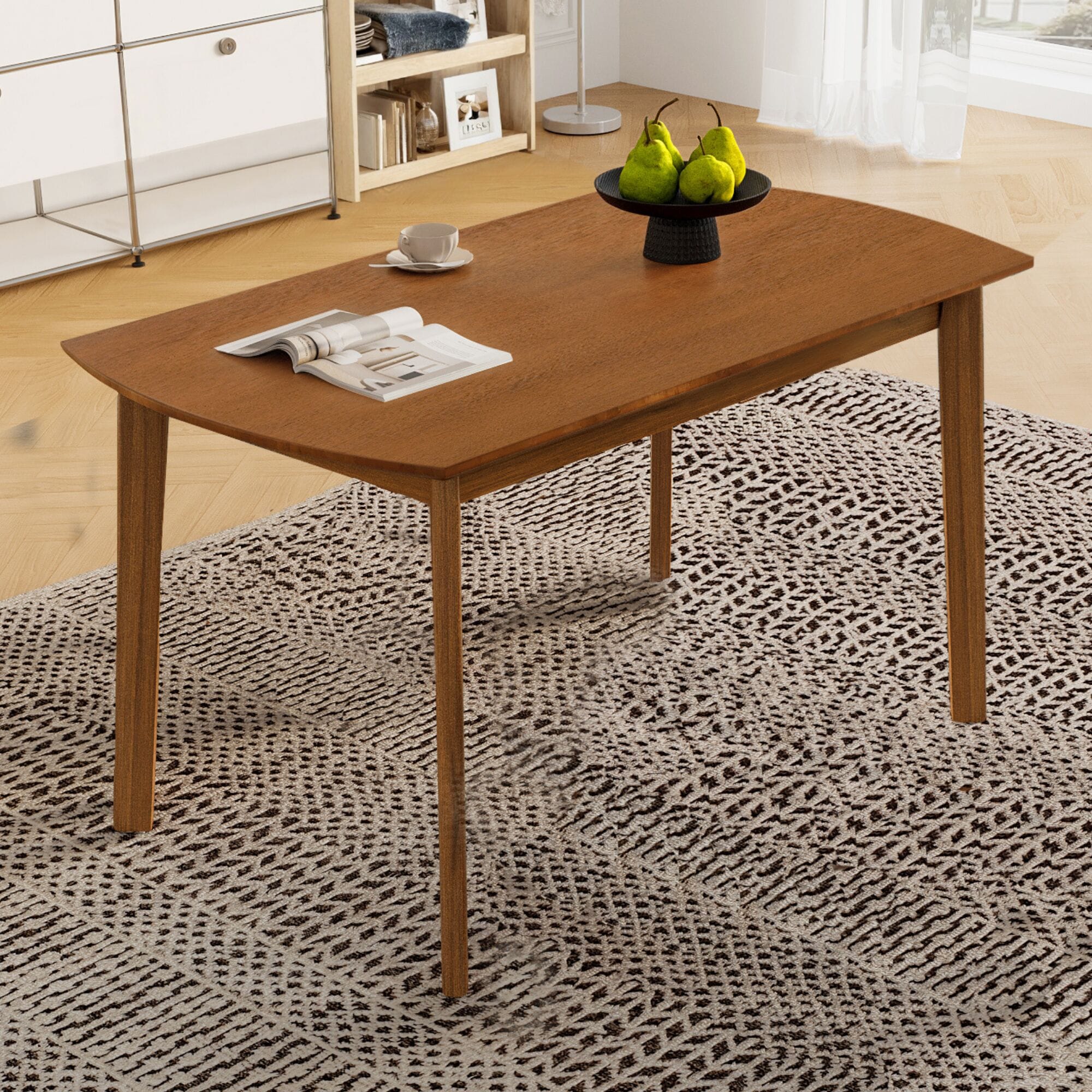 Blisstyle - Promir Brown Contemporary/Modern MDF Dining Table, with Brown Finish and Wood 46.8-in...