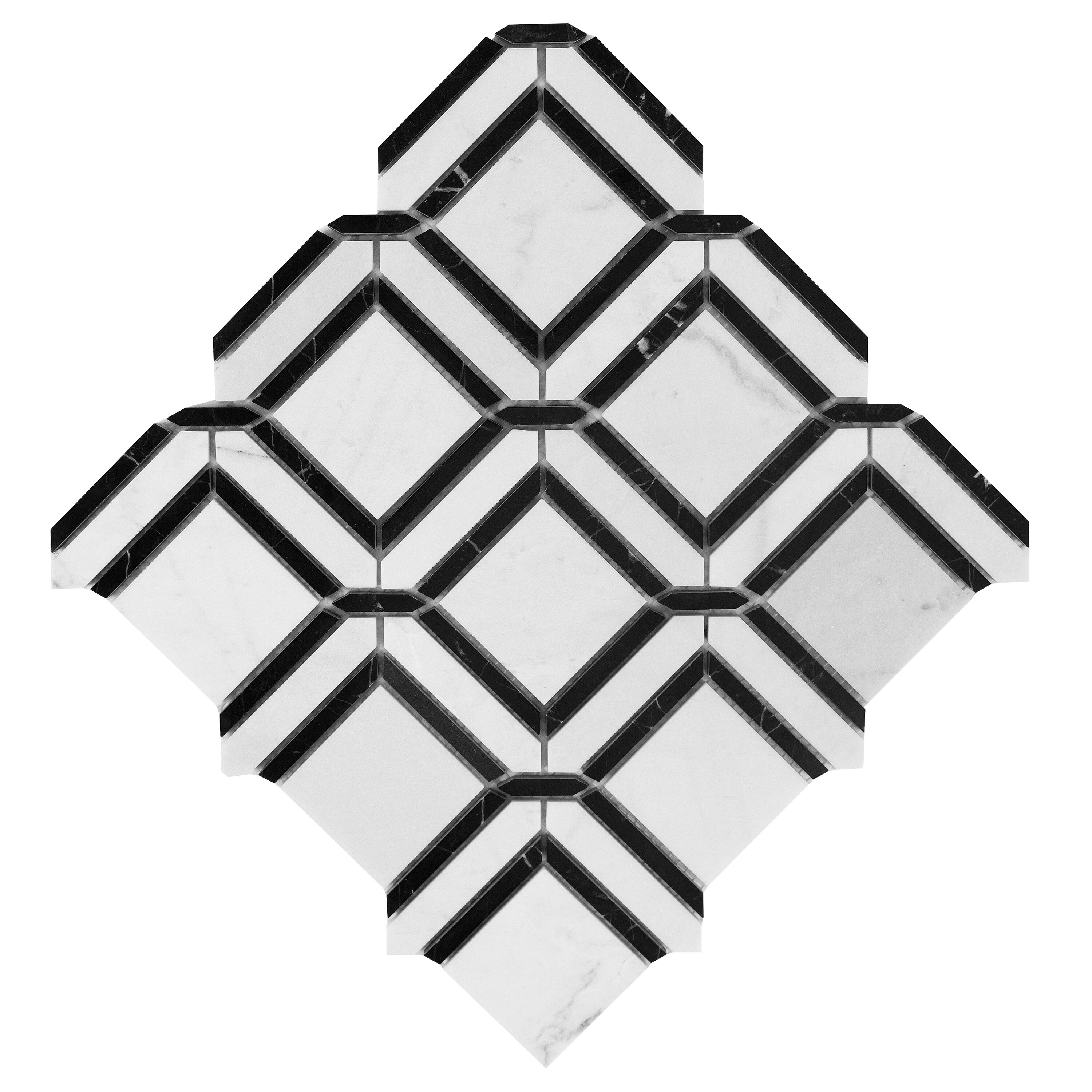 Giorbello White and Black 12-in x 12-in Polished Natural Stone Marble Mixed Pattern Marble Look Floor and Wall Tile (5-sq. ft/ Carton)