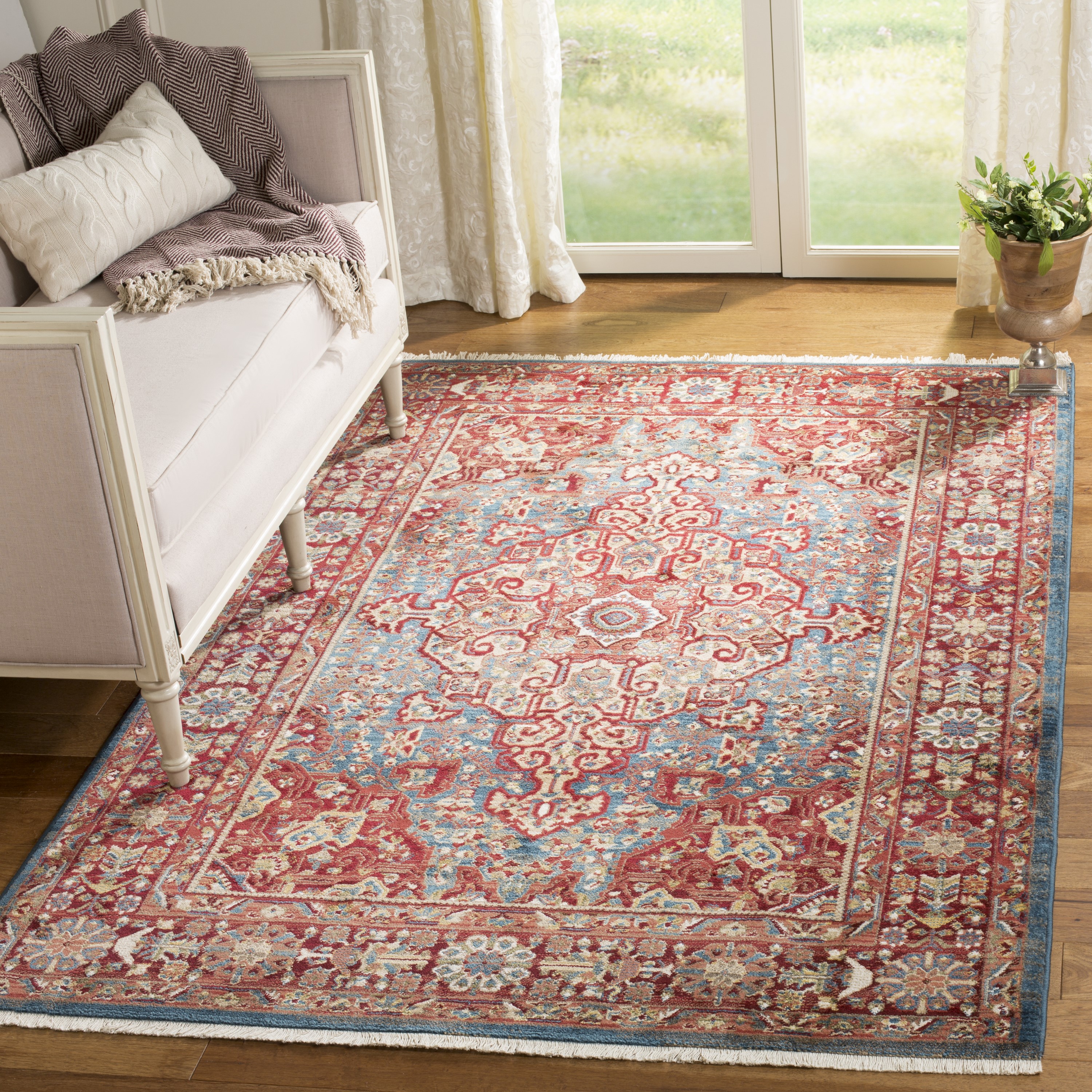 Safavieh KSN305A-3 Kashan Lano 3 x 5 (ft) Loomed Polypropylene Blue/Red Rectangular Indoor Border Vintage Throw rug