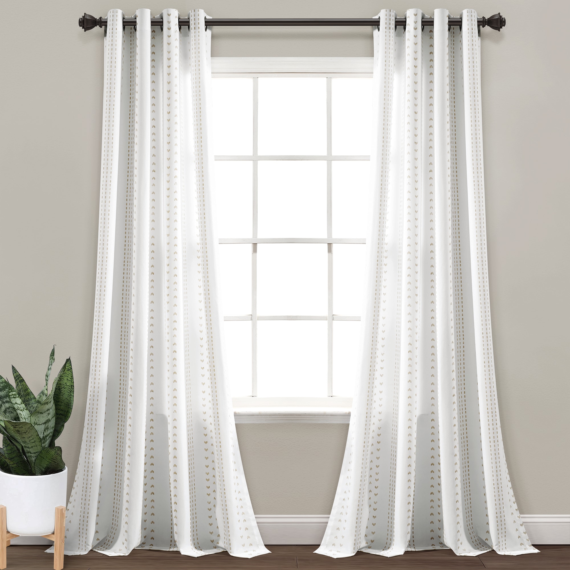 Lush Decor 16T007540 108-Inches Taupe Striped Light filtering Grommet Curtain panel pair