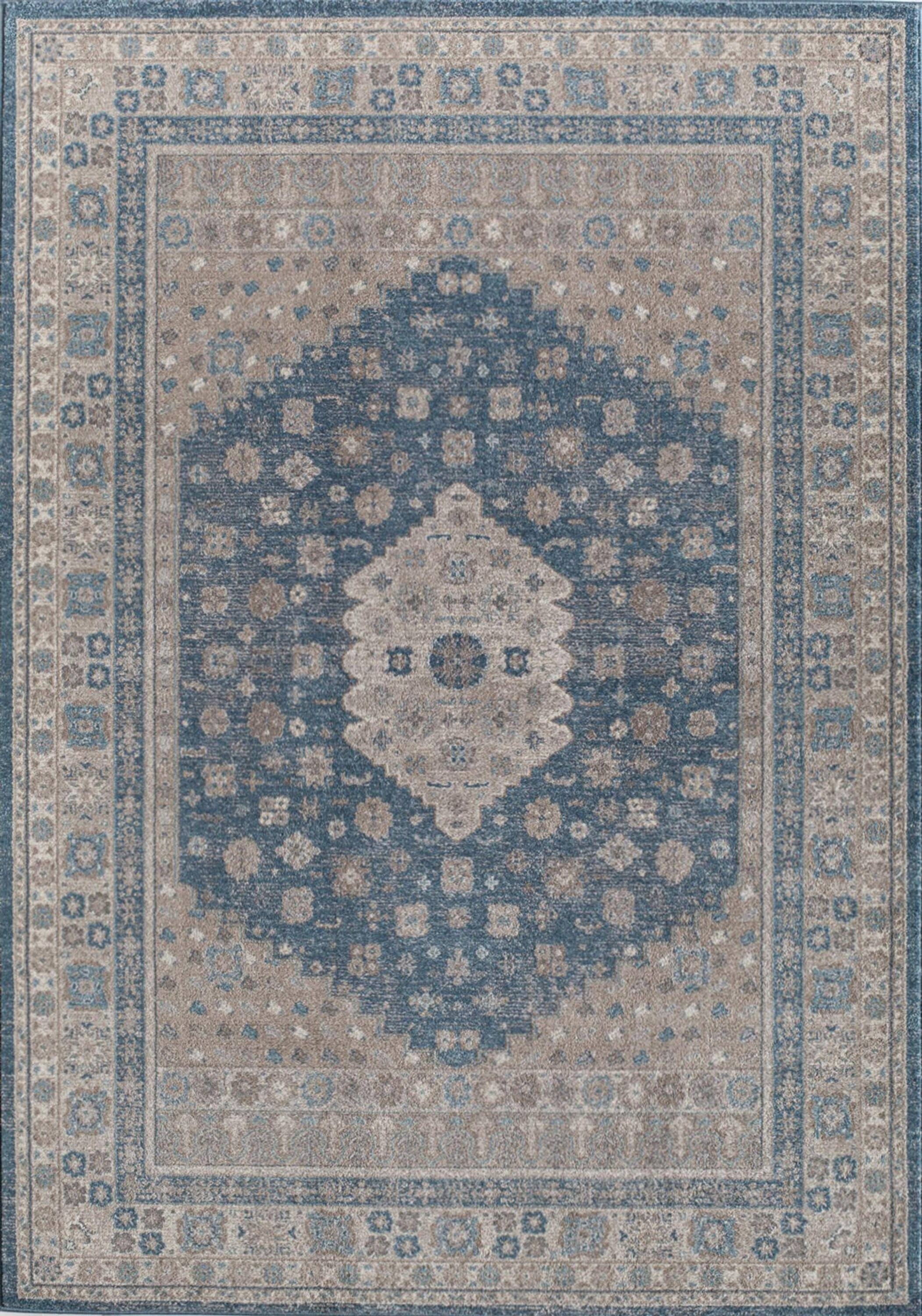 Rugs America 25601 Estelle 2 x 3 (ft) Loomed Polypropylene Seafoam Cream Rectangular Indoor Medallion Oriental Area rug