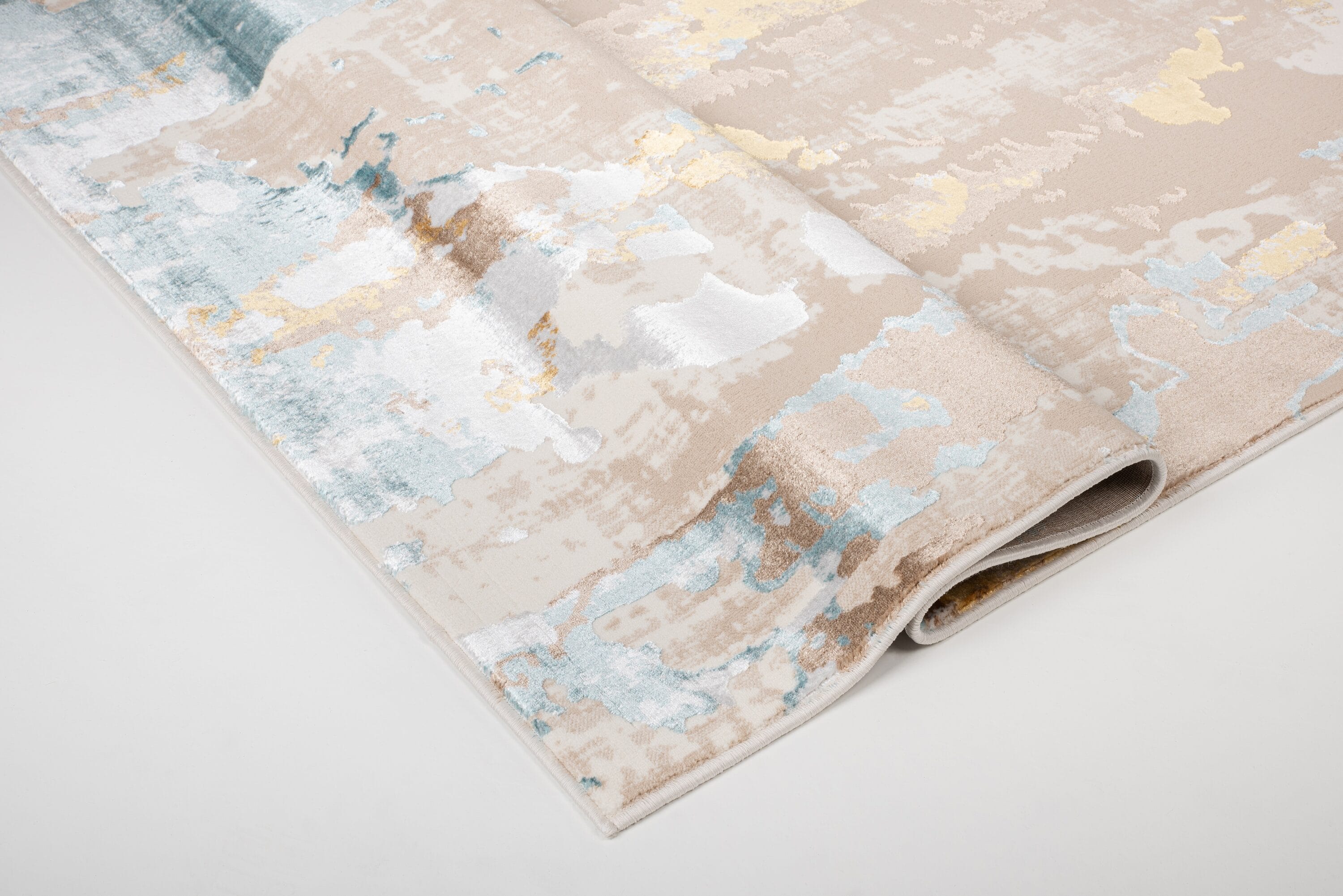 London Collection Cream and Brown Abstract Area Rug
