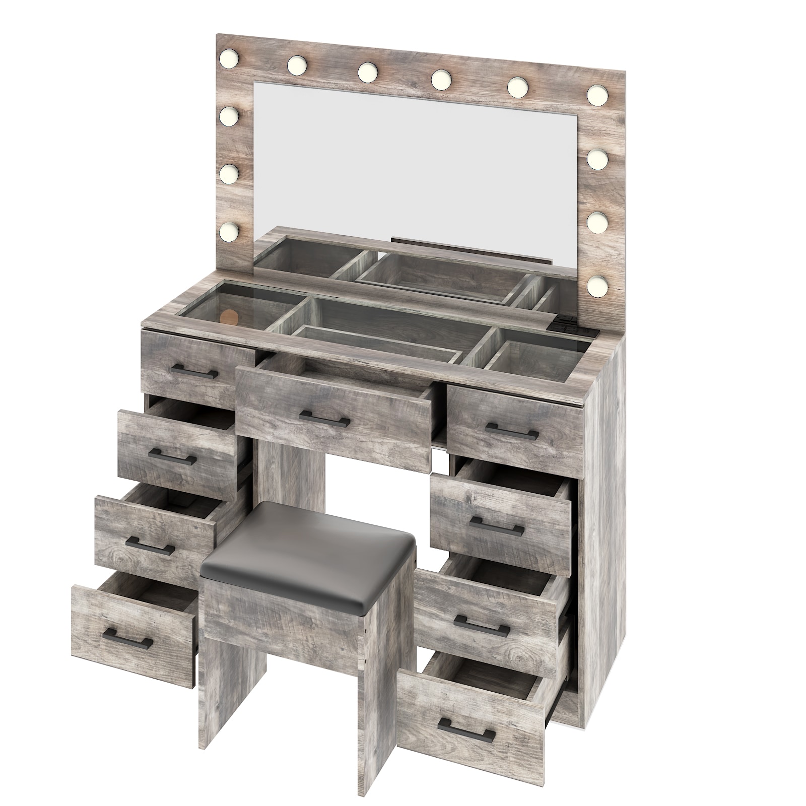 Outopee LO1G52005796 45.28-Inches Gray Makeup Vanity