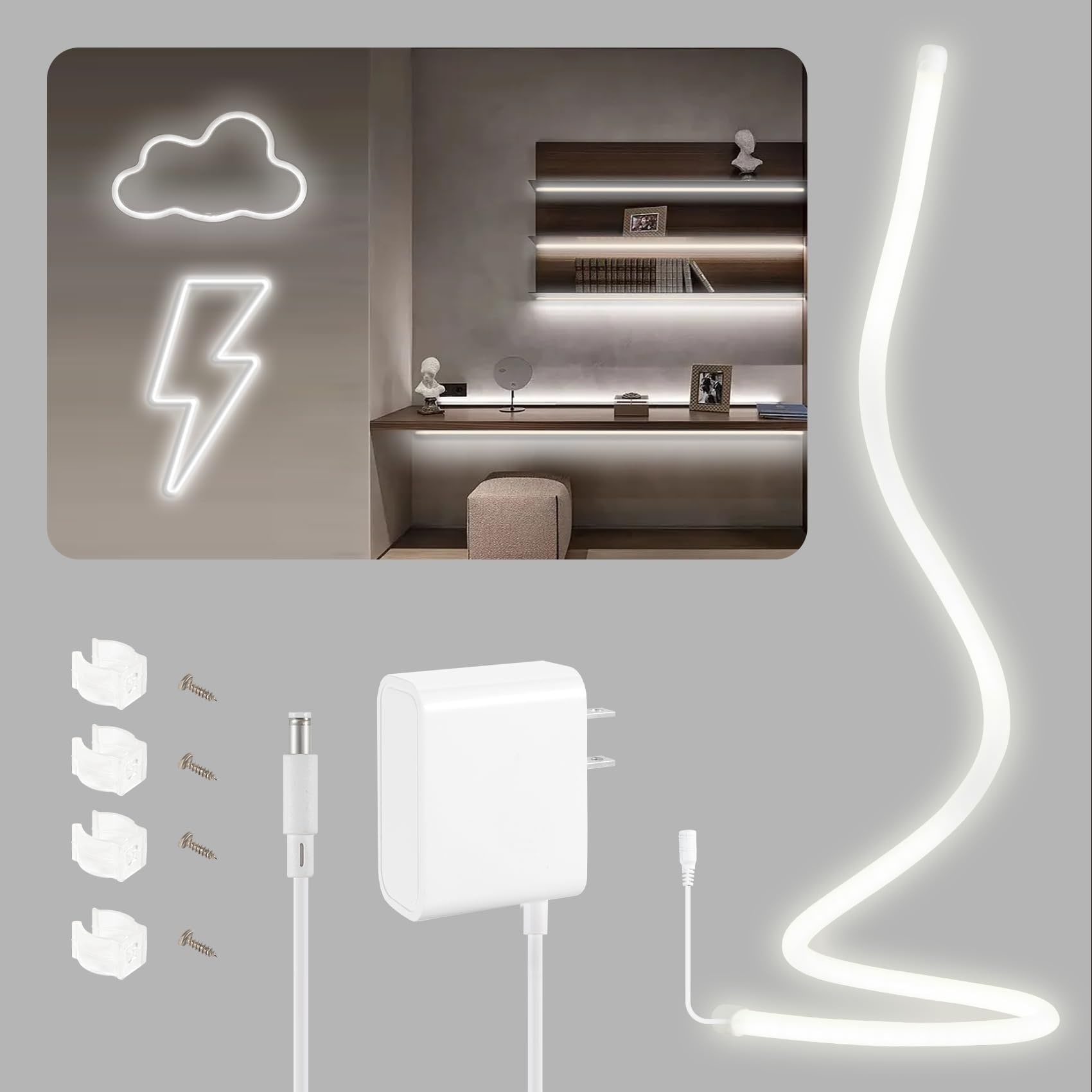 Lukvuzo  RGB LED Neon Rope Lights 32 8Ft Flexible Waterproof Strip Kit with App Remote Music Sync for Bedroom Gaming Room Party DIY Decor