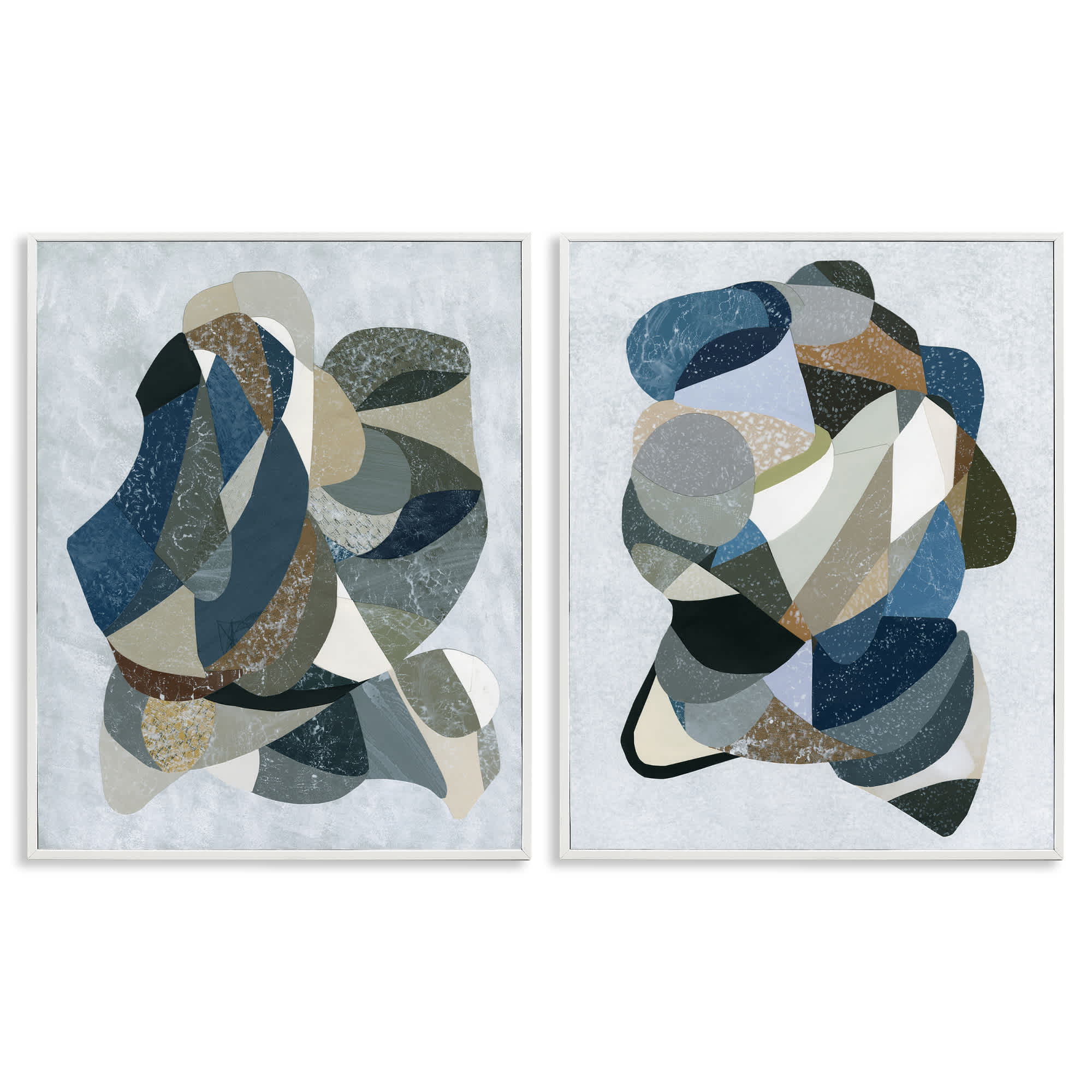 Stupell Industries B2-755-WFR-2PC-24X30 Neutral Geometric Patterns 2pc Framed Giclee Set design by Coco Good