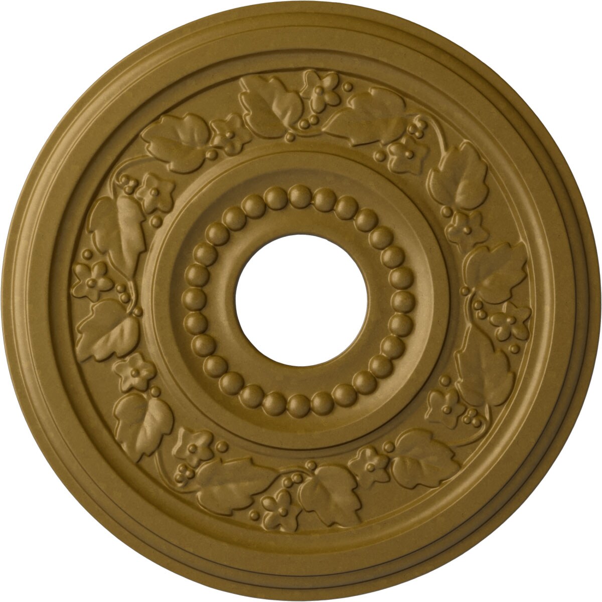 Ekena Millwork CM16GNGLS Genevieve 16.125-in W x 16.125-in L Painted Gold Polyurethane Whole Ceiling Medallion