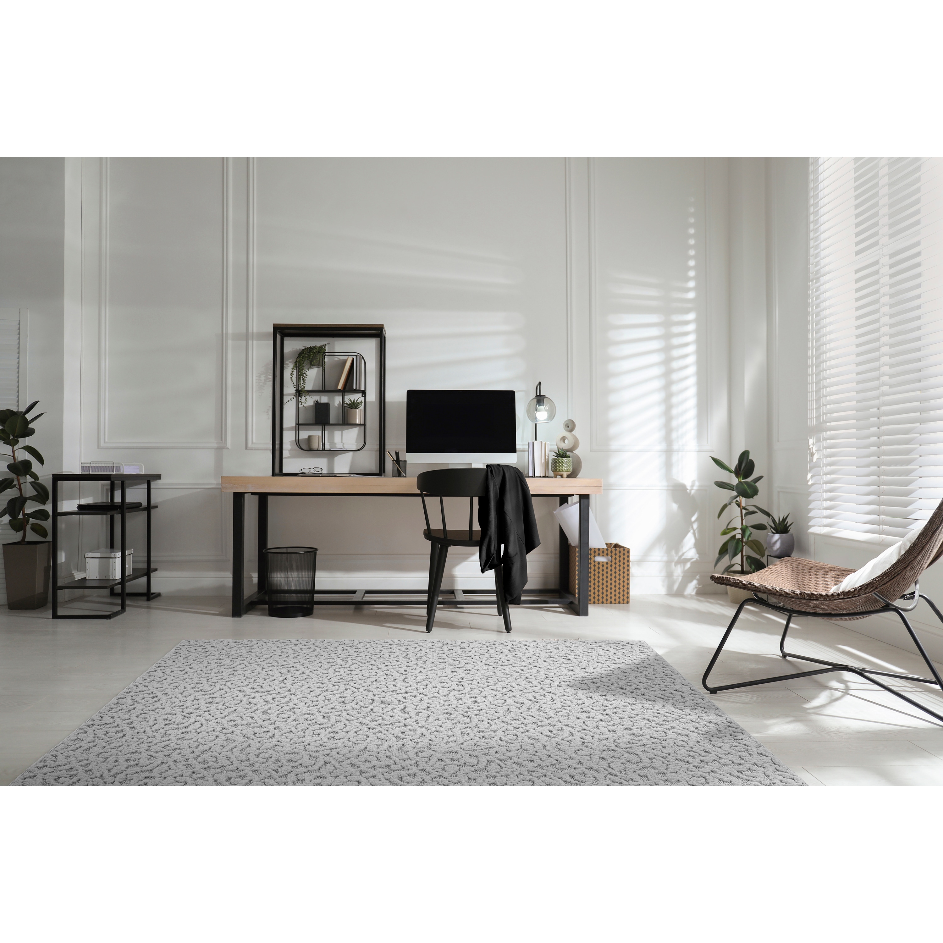 Garland Rug CL010N096120D7 Ivy 8 x 10 (ft) Tufted Polypropylene Silver Rectangular Indoor Floral/Botanical Farmhouse/Cottage Area rug