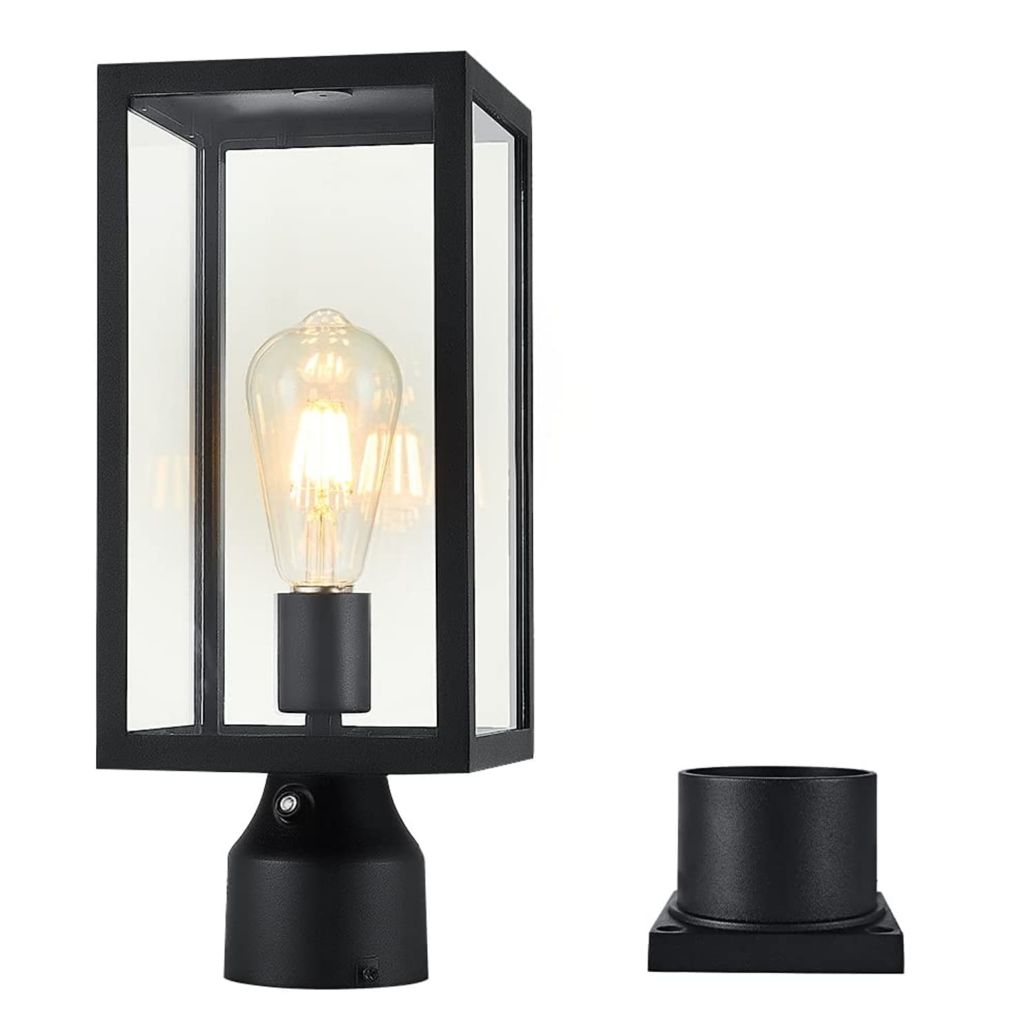 Angel Sar 1-Photocell Sensor Matte Black Outdoor Post Light