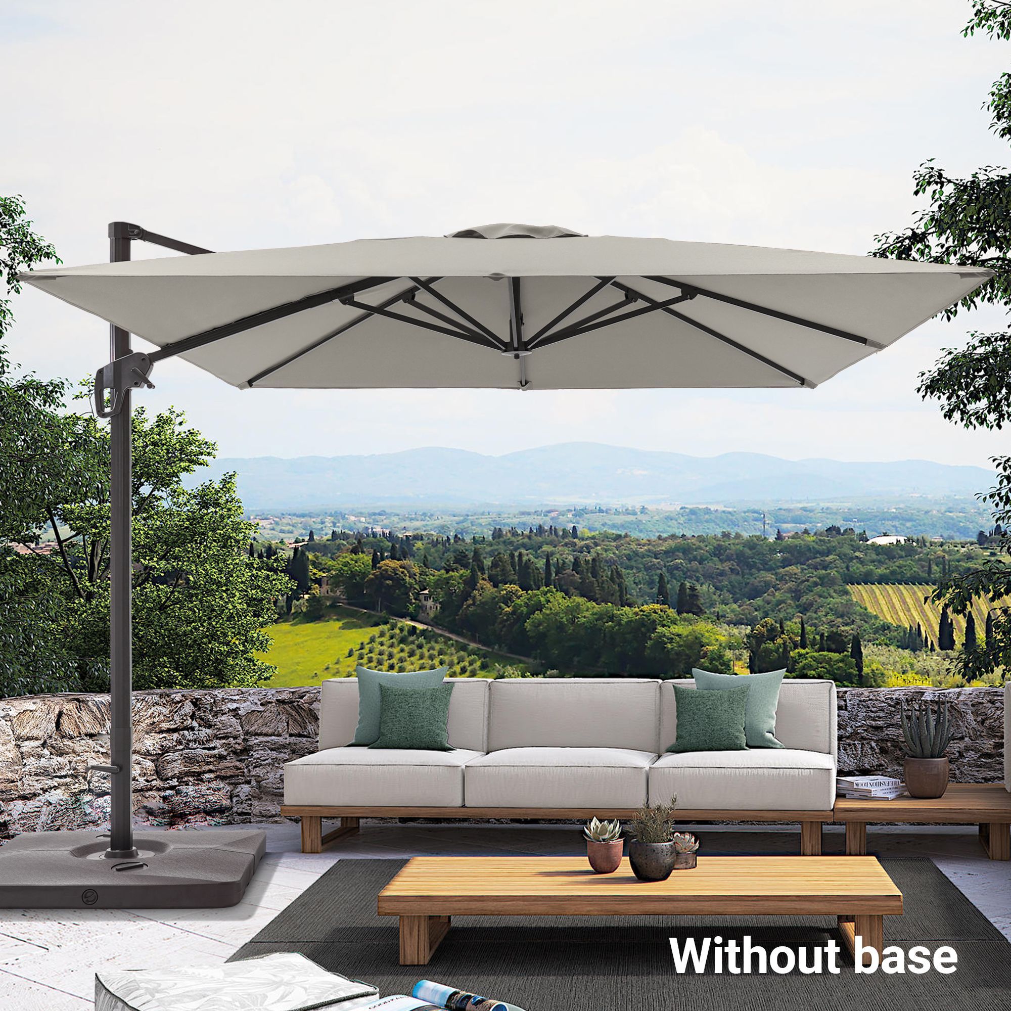 Sonkuki SD-NB33-GY 10-Feet Aluminum Gray No-tilt Cantilever Patio Umbrella