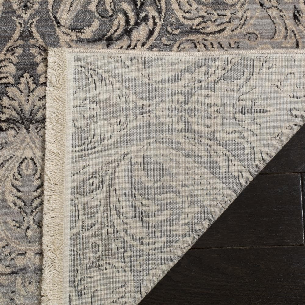 Vintage Persian Gray and Charcoal Polyester Runner Rug