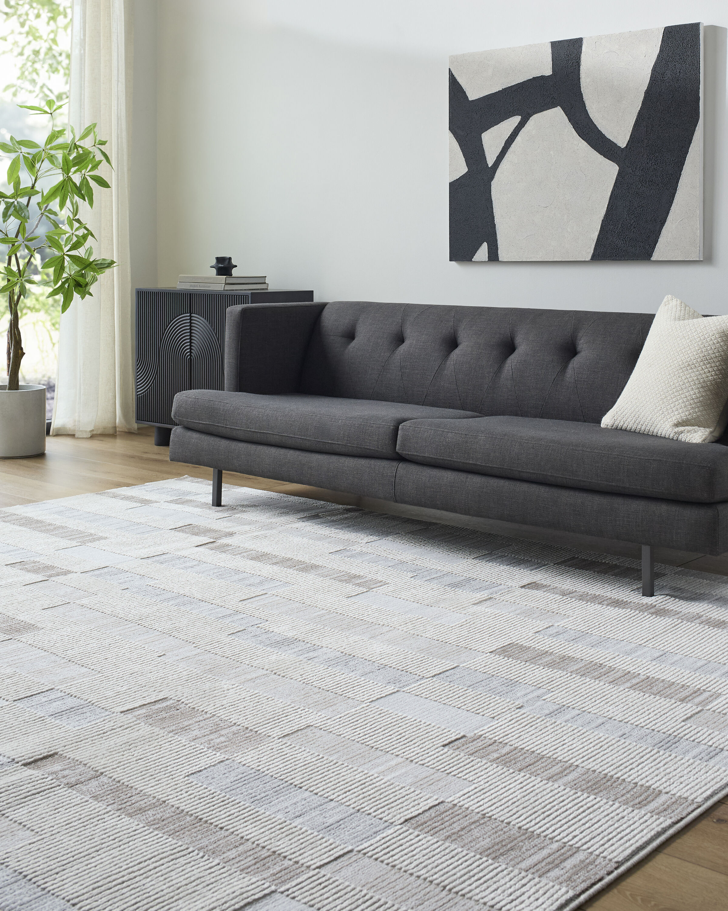 Siyah 5 x 7 (ft) Flatweave Polyester/Polypropylene Blue/Gray Rectangular Indoor Floral/Botanical Mid-Century Modern Spot Clean Only Pet Friendly Area rug