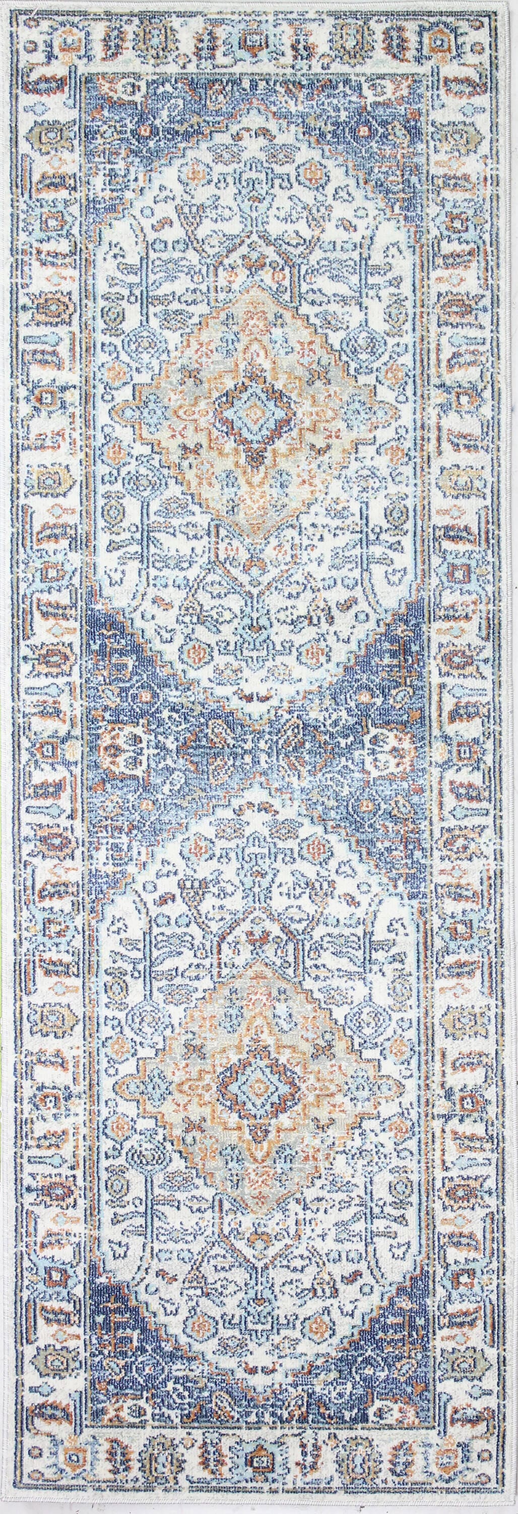 Bashian 649652293752 3 X 8 (ft) Ivory/Navy Indoor Geometric Oriental Runner Rug
