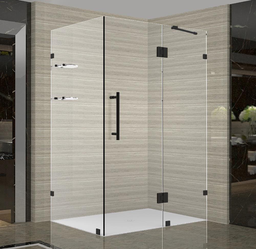 Aston SEN992MB423810 Avalux GS Black 42-in x 72-in Frameless Hinged Shower Door