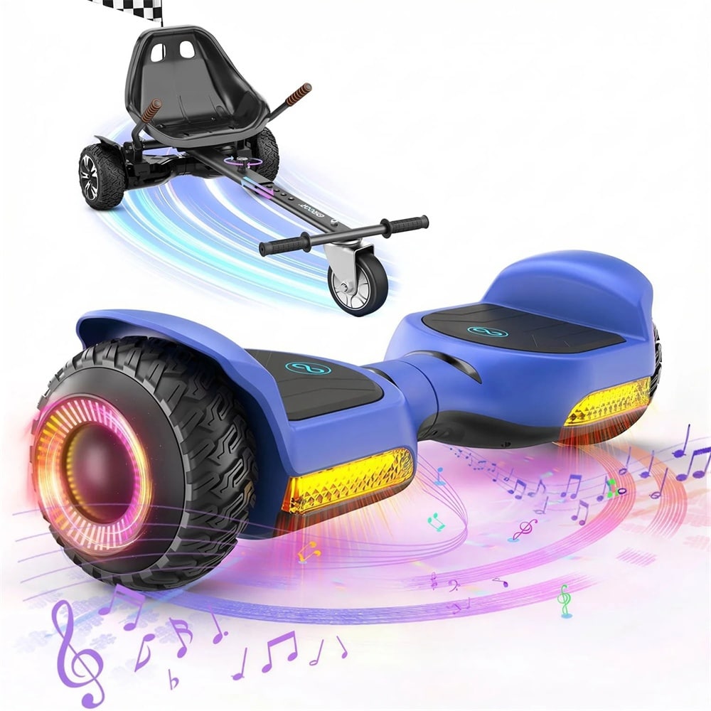 MASTGOAL All Terrain Hoverboard with Adjustable Seat Attachment 500W Motor LED Lights Bluetooth Best Gift for Kids