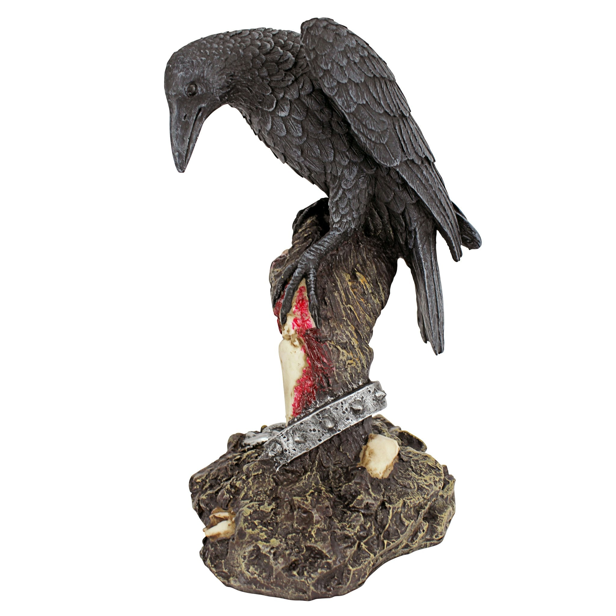 Eerie Zombie Hand with Black Raven Resin Sculpture