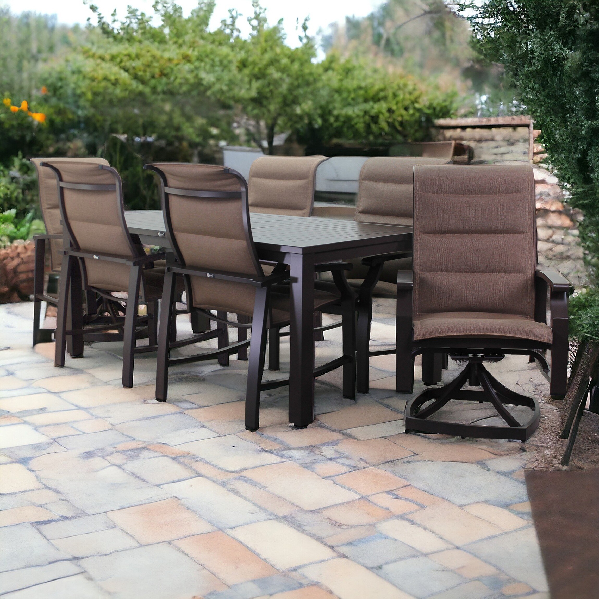 Courtyard Casual 5338 7 -Piece Patio Conversation Set with Brown