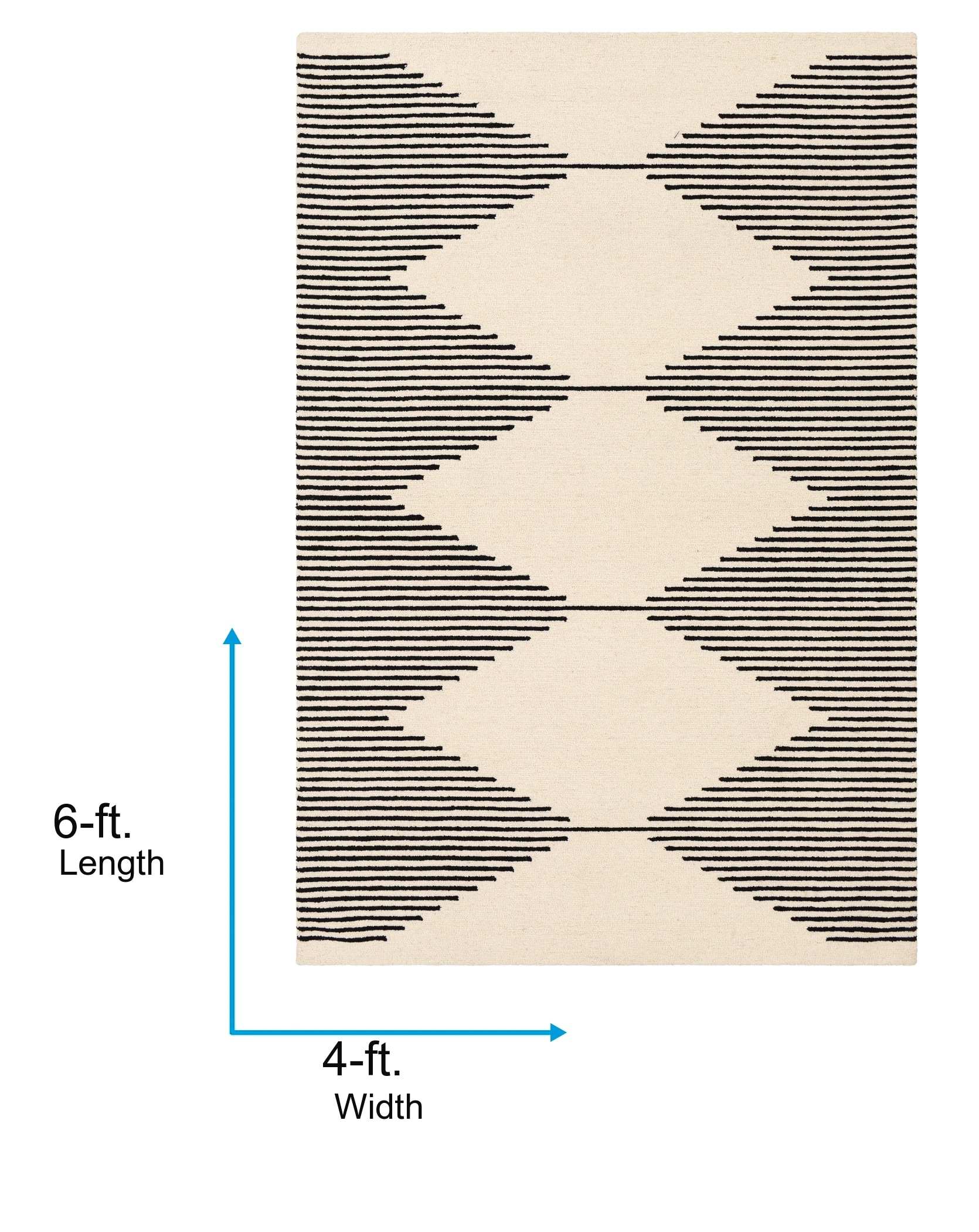 Handmade Tufted Geometric Black Wool Rug 4' x 6'