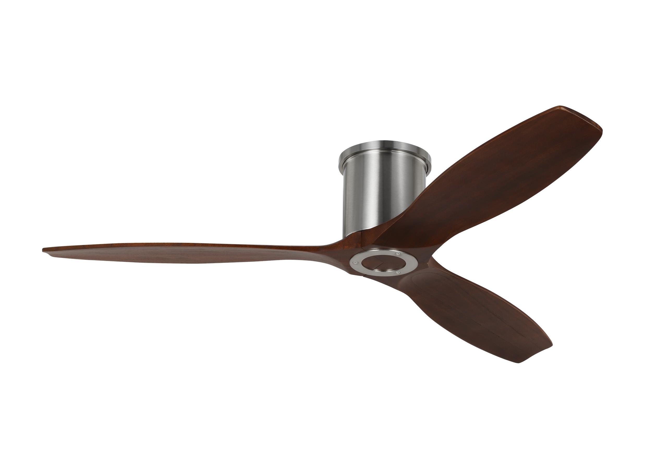 Generation Lighting 3CNHSM52BS Collins Smart Hugger 52-in Flush Mount Smart Brushed Steel with Dark Walnut Blades Ceiling Fan Without Light - Remote Included ( 3 -Blade )