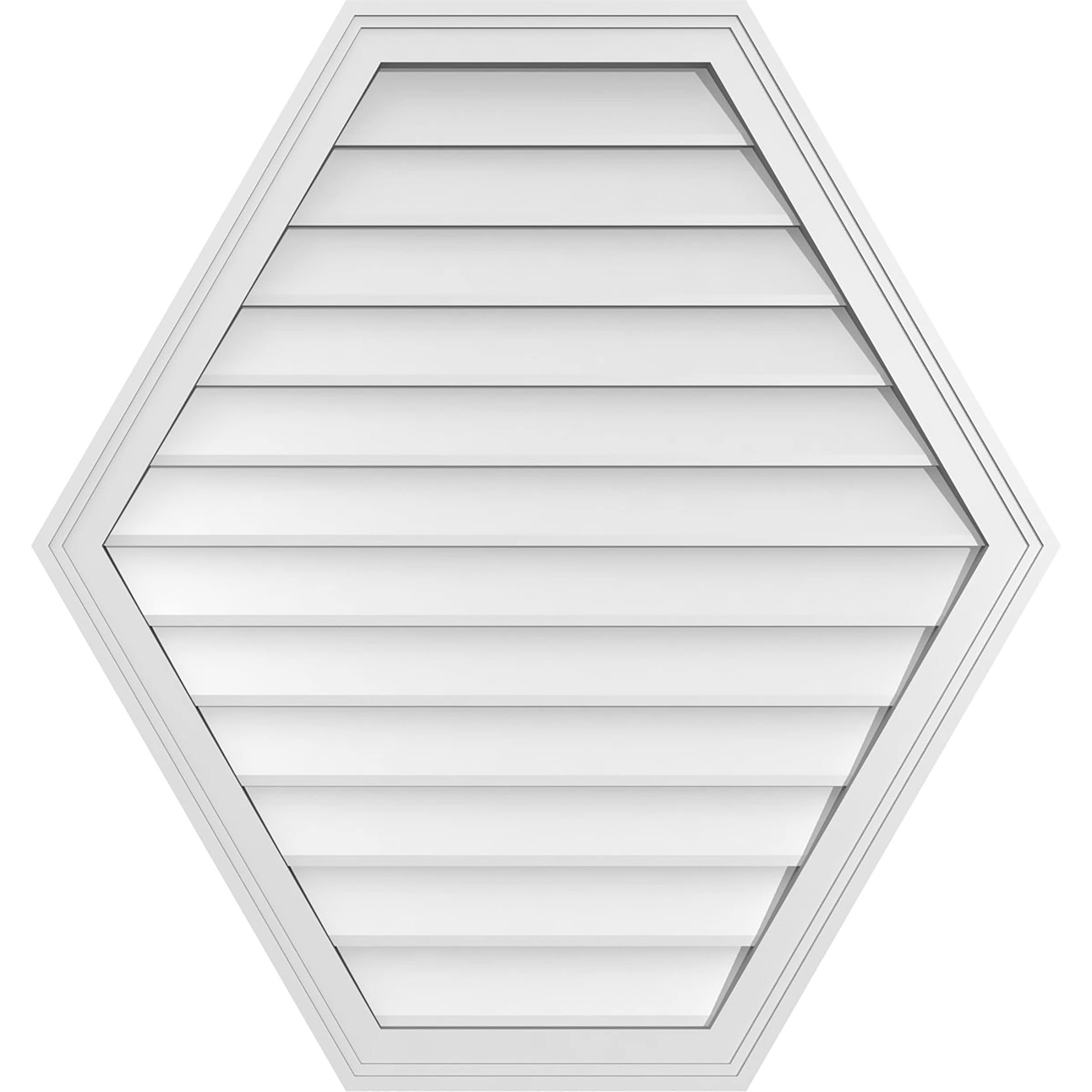 Ekena Millwork GVPHP34X3602SN 34-Inches x 36-Inches Off-white Peaked PVC Gable Louver Vent