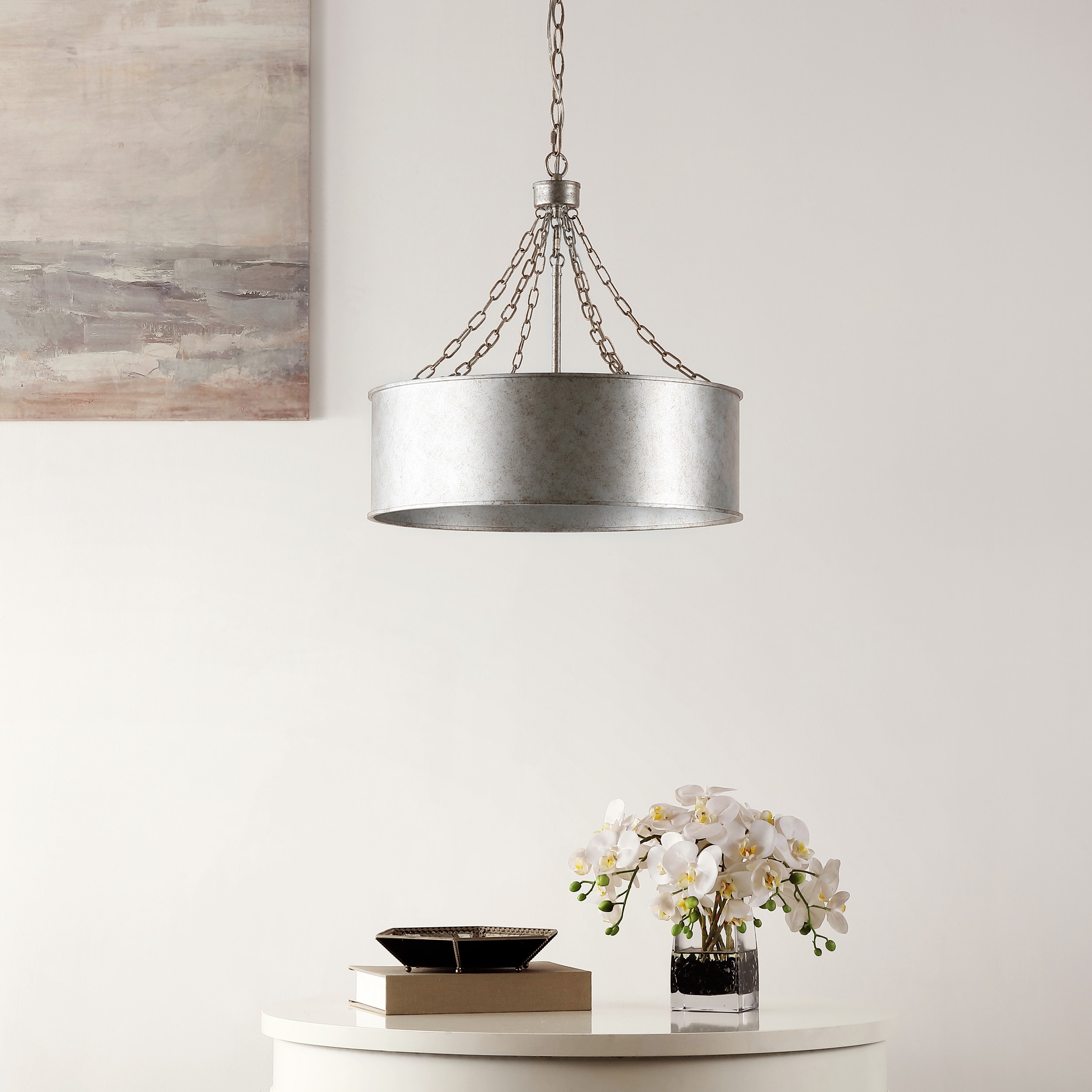 Adison Silver Industrial Drum Chandelier