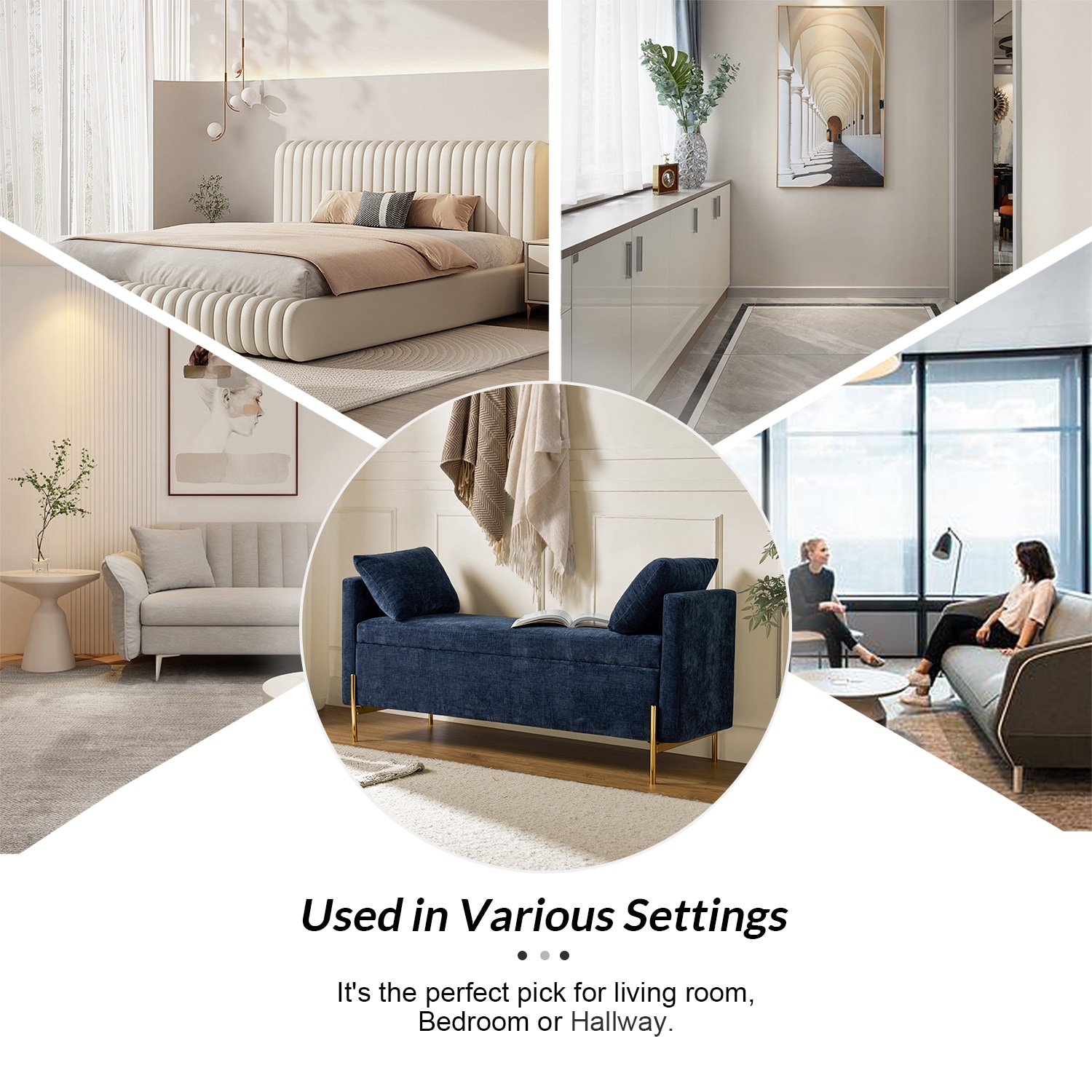 14 Karat Home BEM0876-NAV bench - View #6