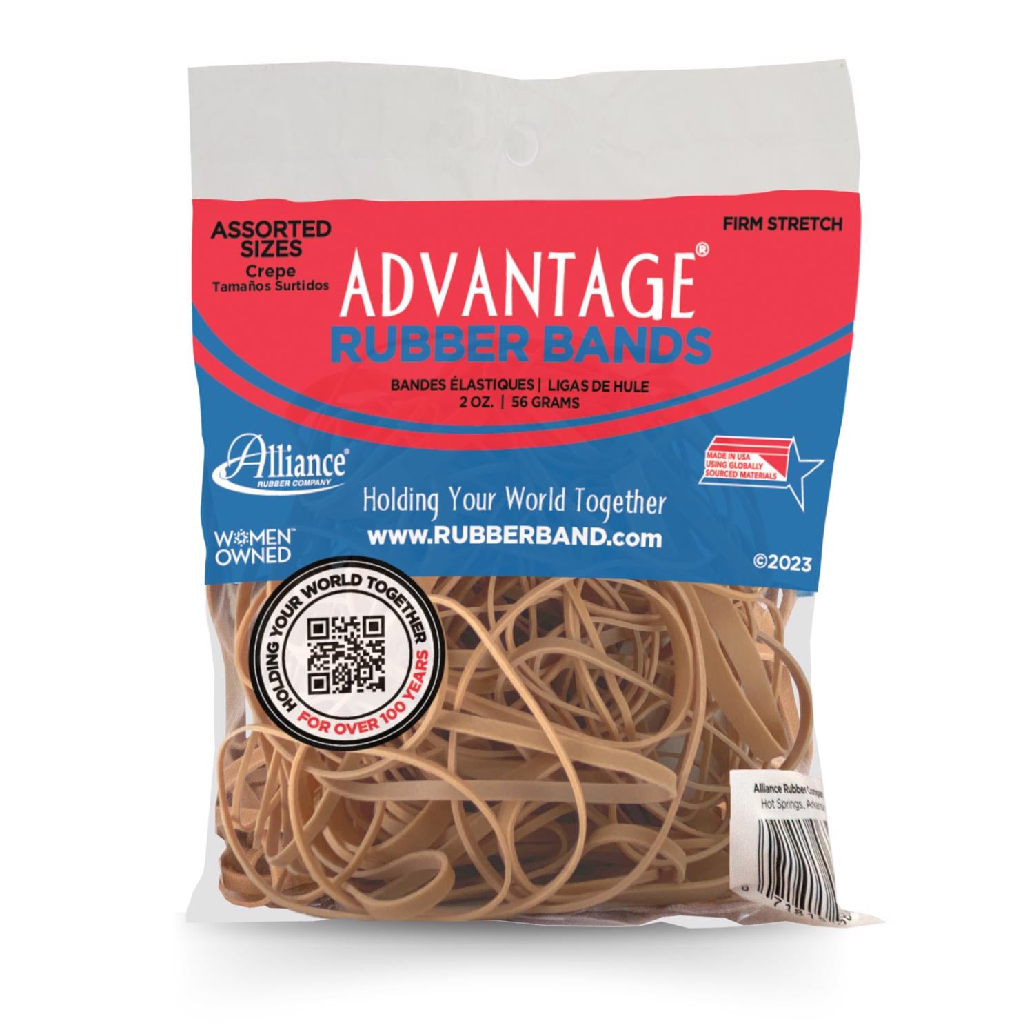 Alliance Rubber  Advantage Rubber Bands Tan Assorted Sizes 2 oz Containers Pack of 9