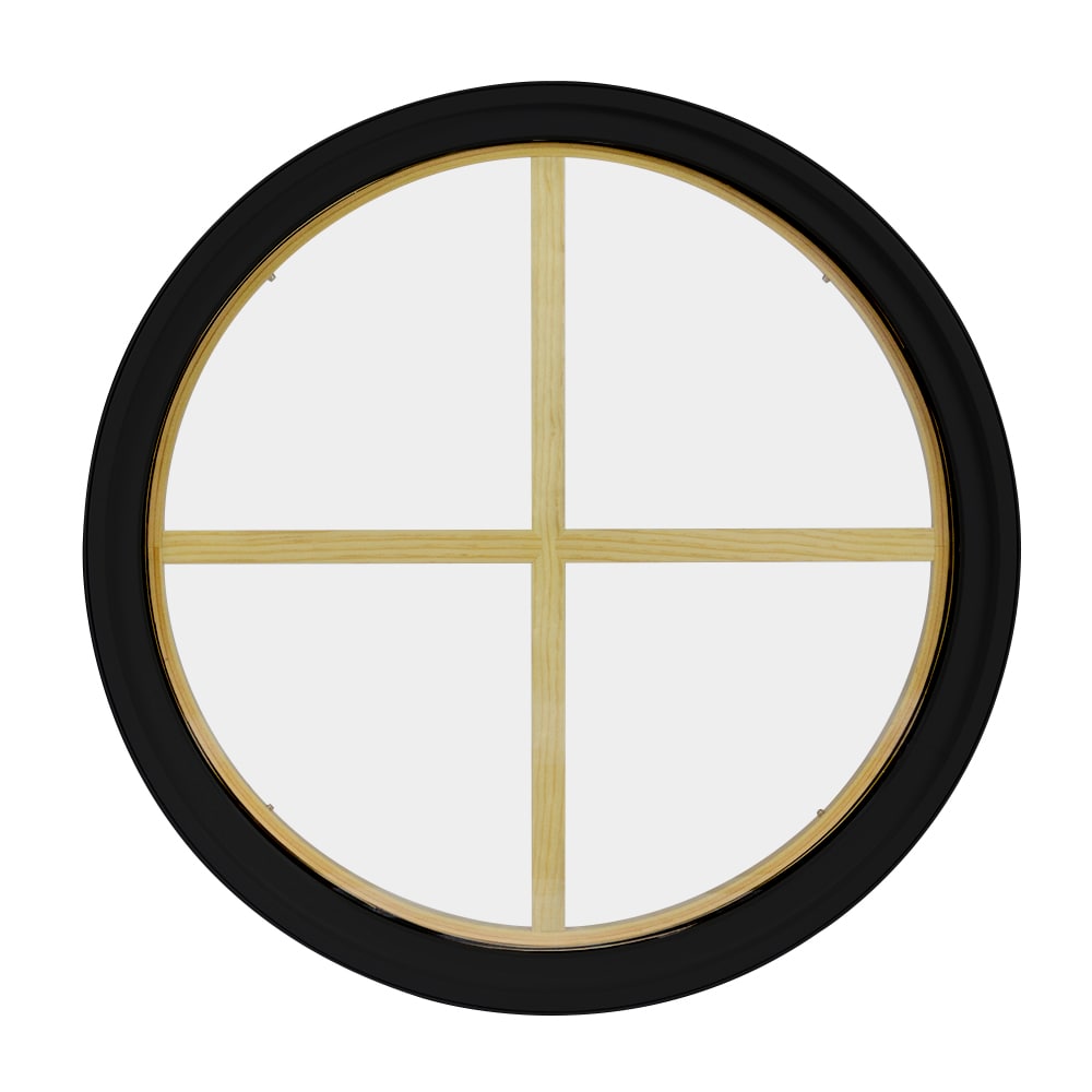 FrontLine Bldg. Products 2424RD64LIGBK 24-in x 24-in Black Round Accent Window with Grids