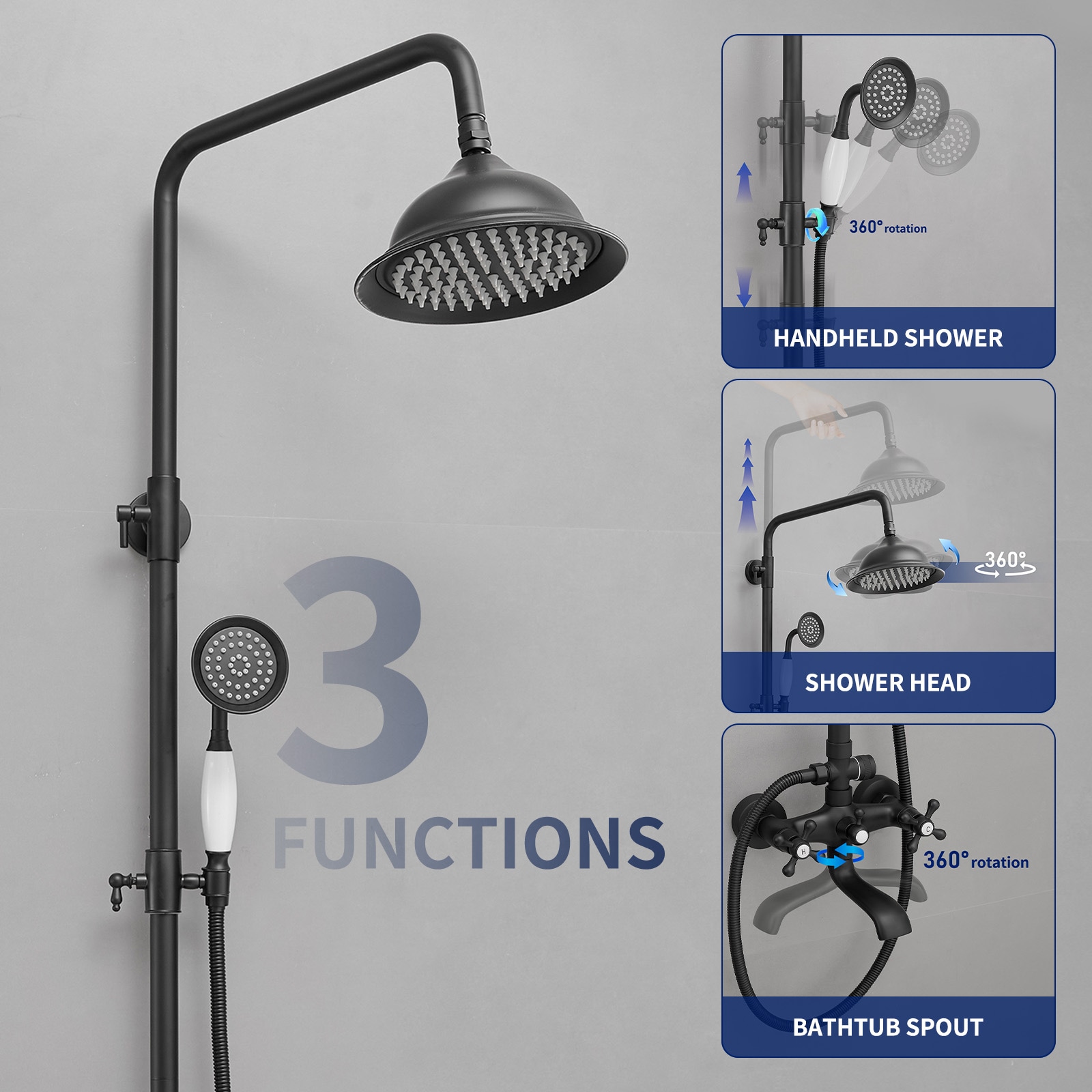 BWE A-98023-S-B Showerhead-Bar-Panels - View #5