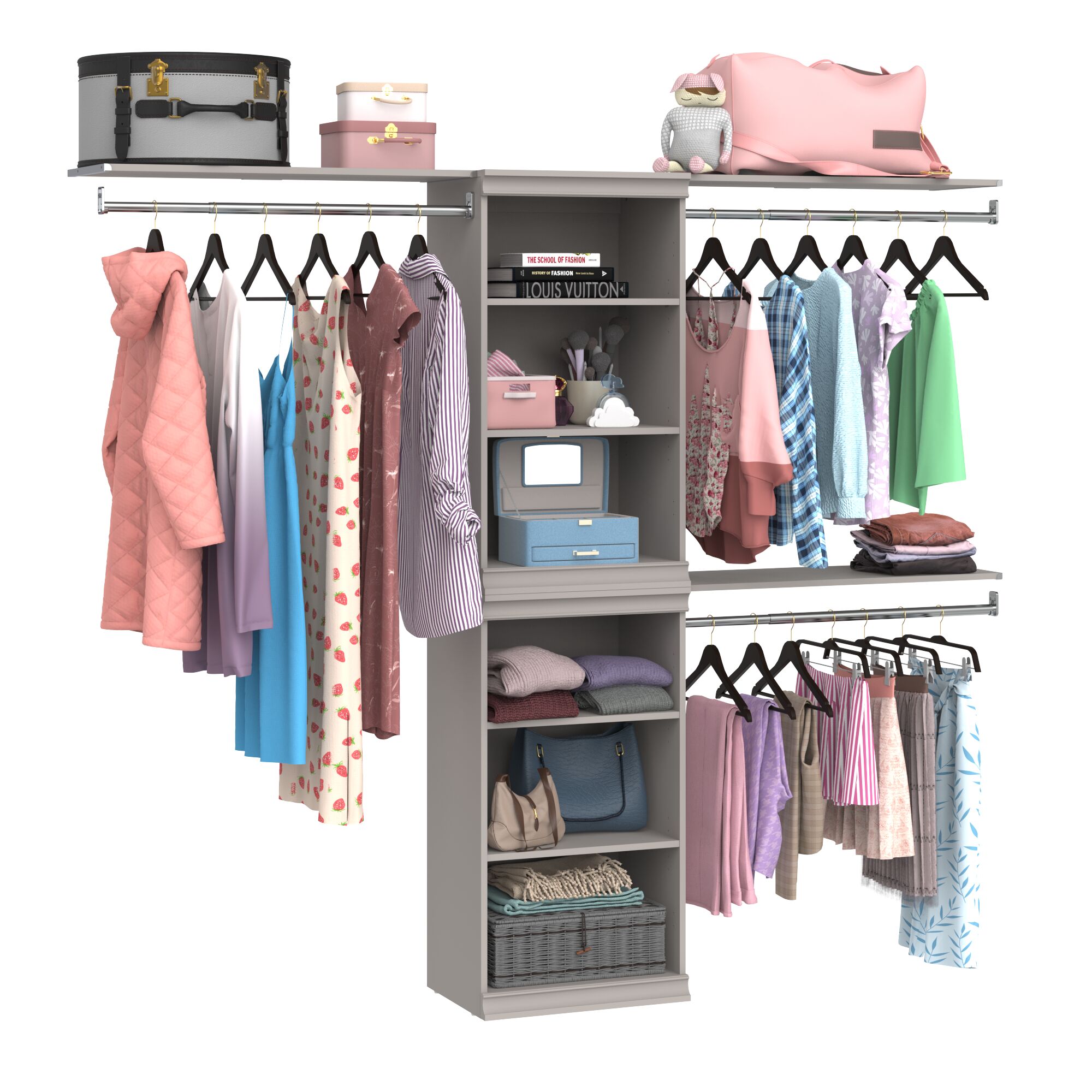 ClosetMaid 10000-04835 Modular Storage 7.79-ft to 7.79-ft W x 6.7-ft H Taupe Solid Shelving Wood Closet System