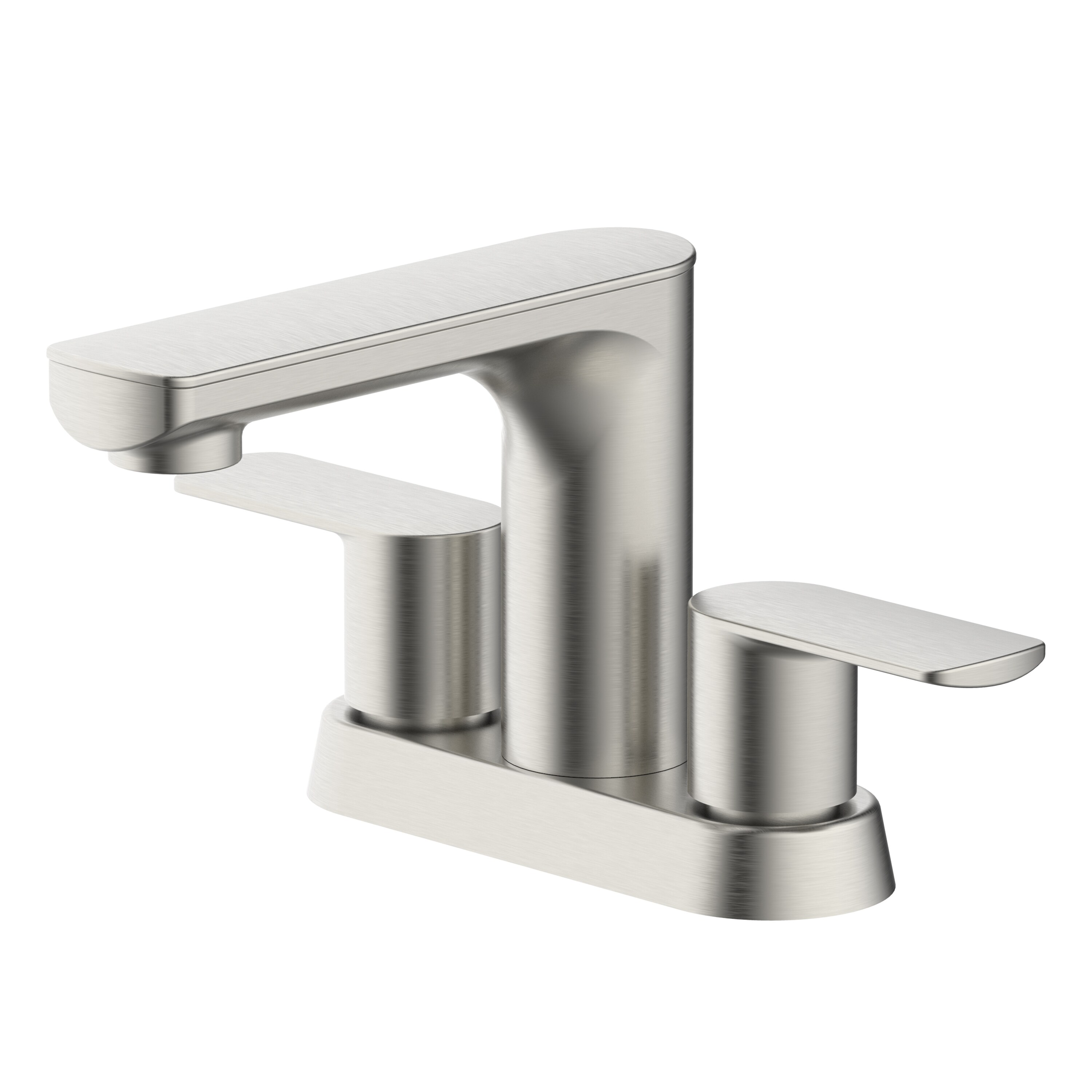 Origin 21 Candace Brushed Nickel 2-handle 4-in centerset WaterSense Mid-arc Bathroom Sink Faucet with Drain