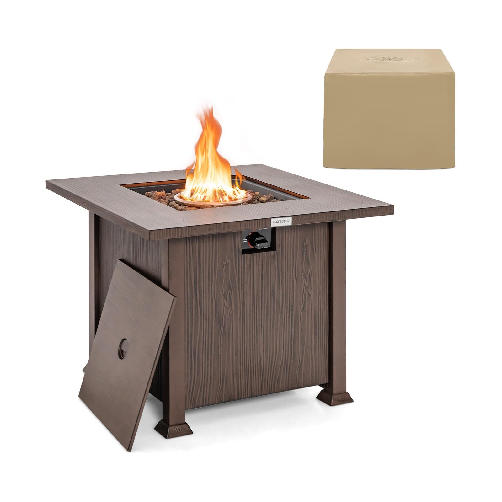 Gas Fire Pits 32-in W Brown Portable Steel Square Tabletop Propane Gas Fire Pit Table Stainless Steel | - BABOOM BOM-826CF-CO